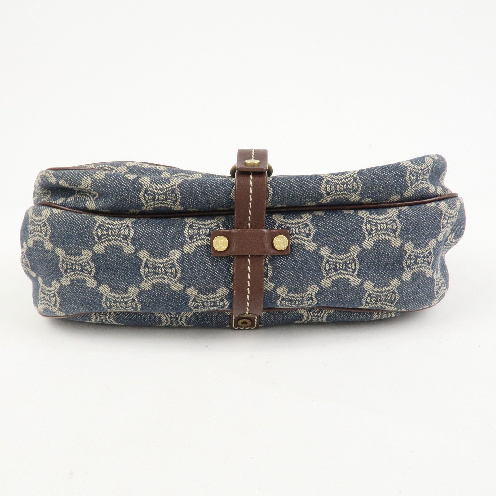 CELINE Macadam Logo Canvas Leather Shoulder Bag Crossbody Bag Denim