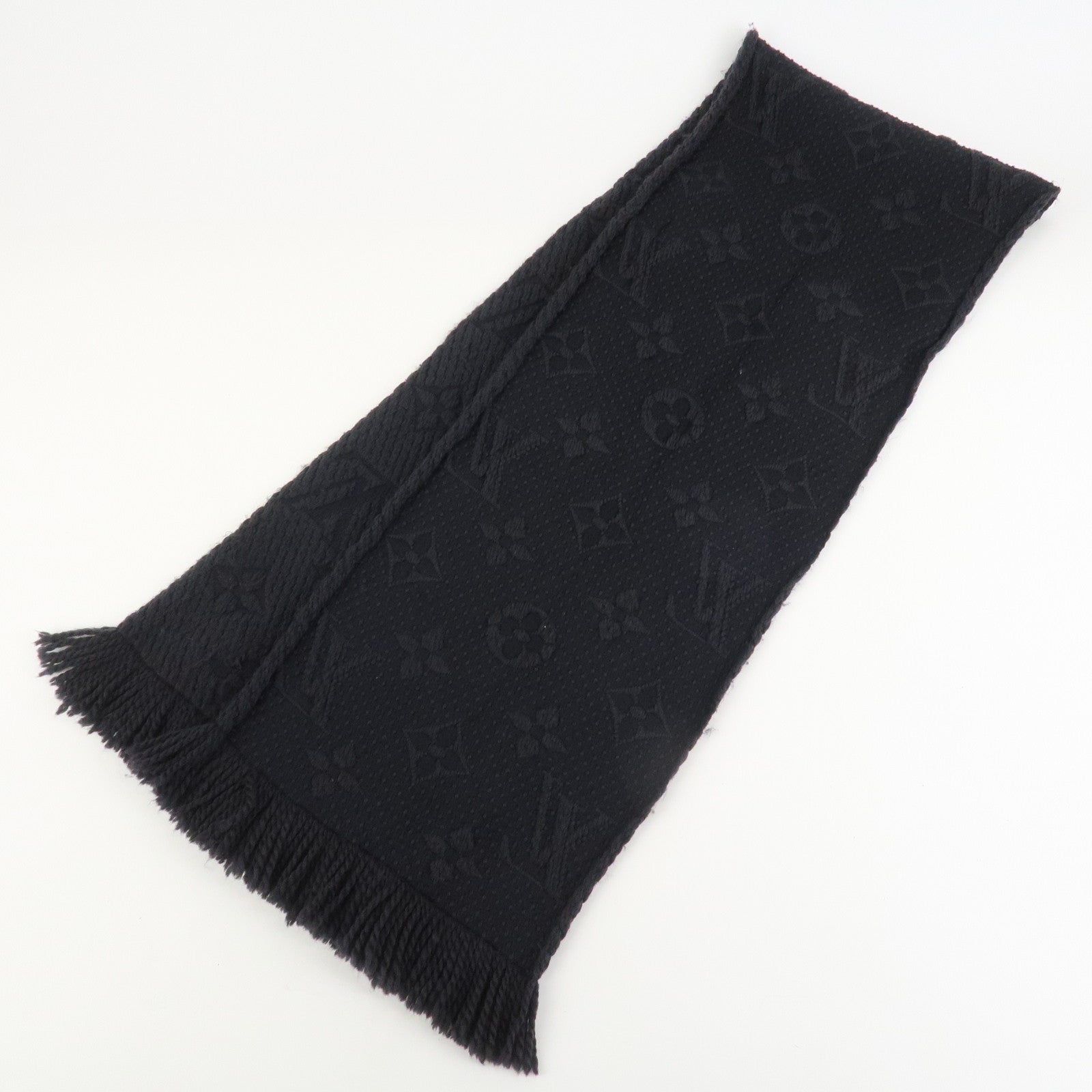 Louis Vuitton Echarpe Logomania Wool Silk Scarf Black M72431