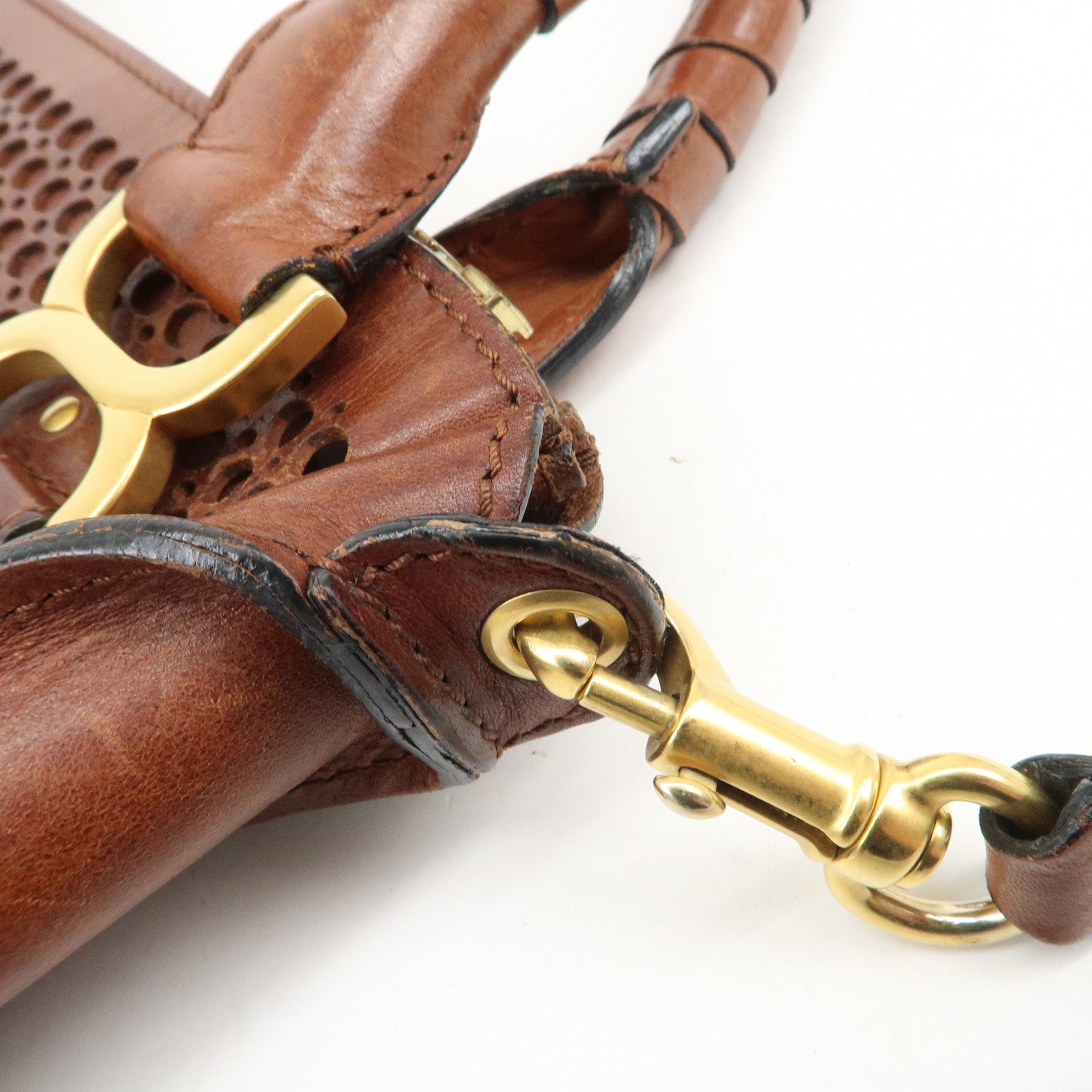 Chloe Marcie Leather 2WAY Bag Shoulder Bag Hand Bag Brown