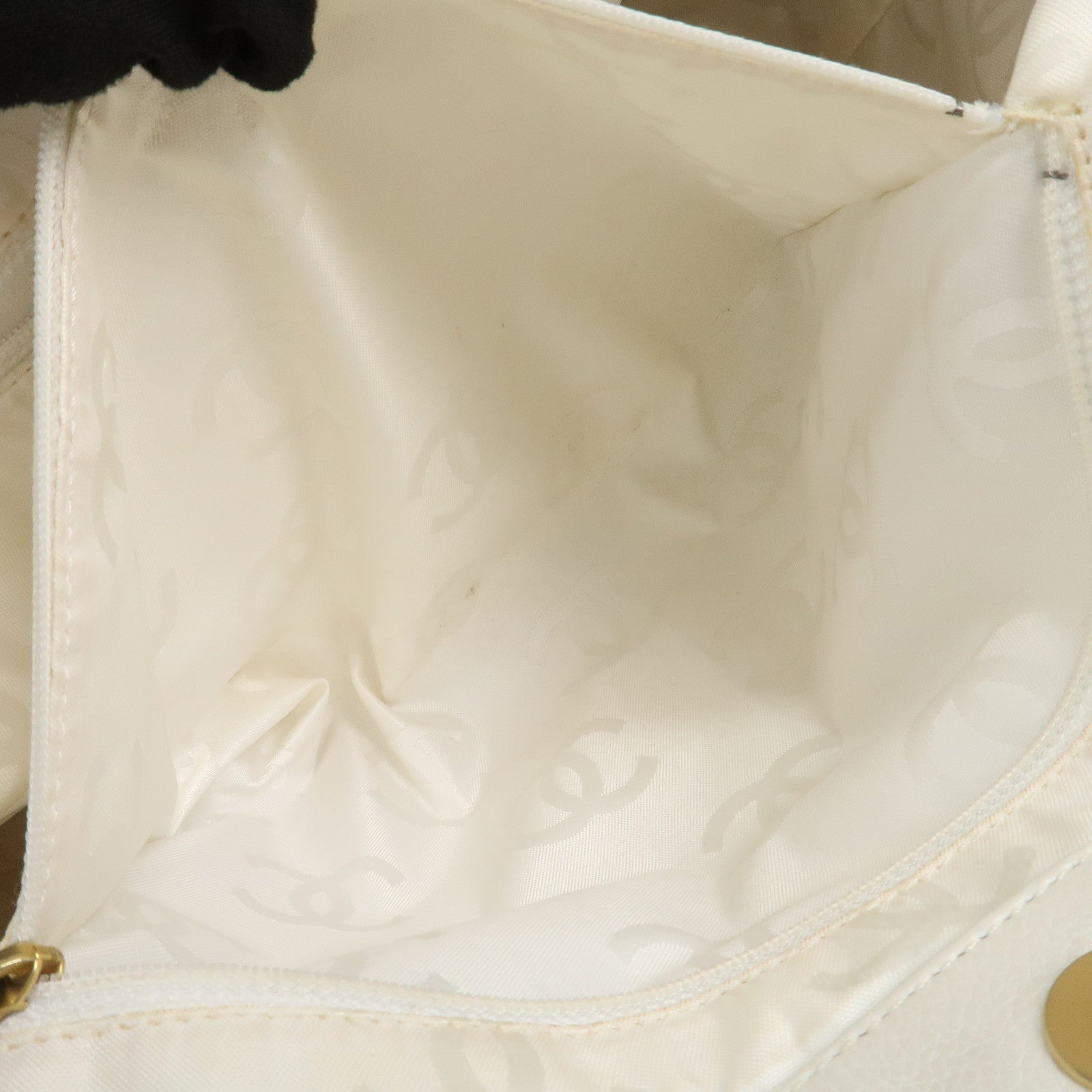 CHANEL COCO Mark Leather Wood Chain Shoulder Bag Off White 18MB096