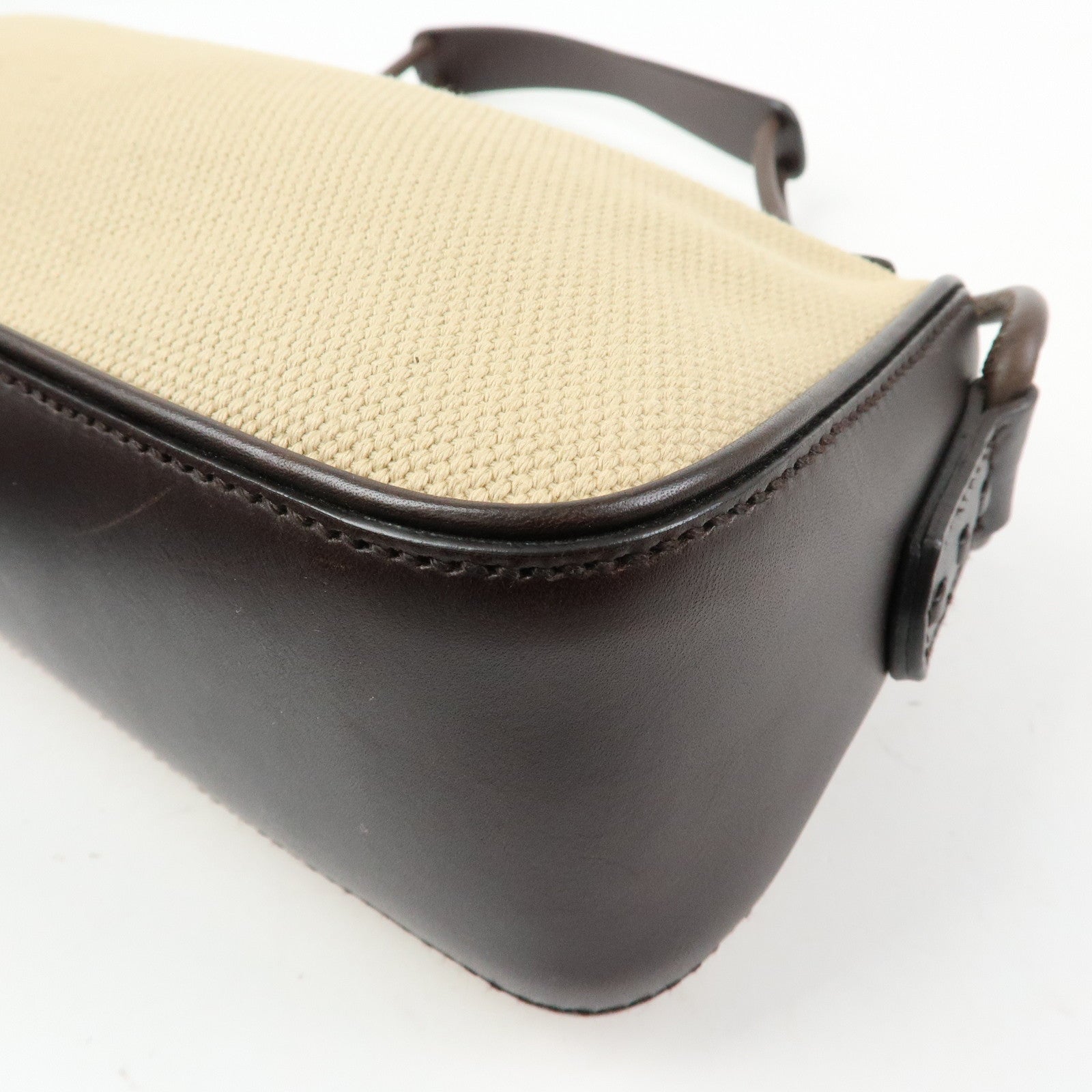 GUCCI Canvas Leather Shoulder Bag Hand Bag Beige Brown 106383