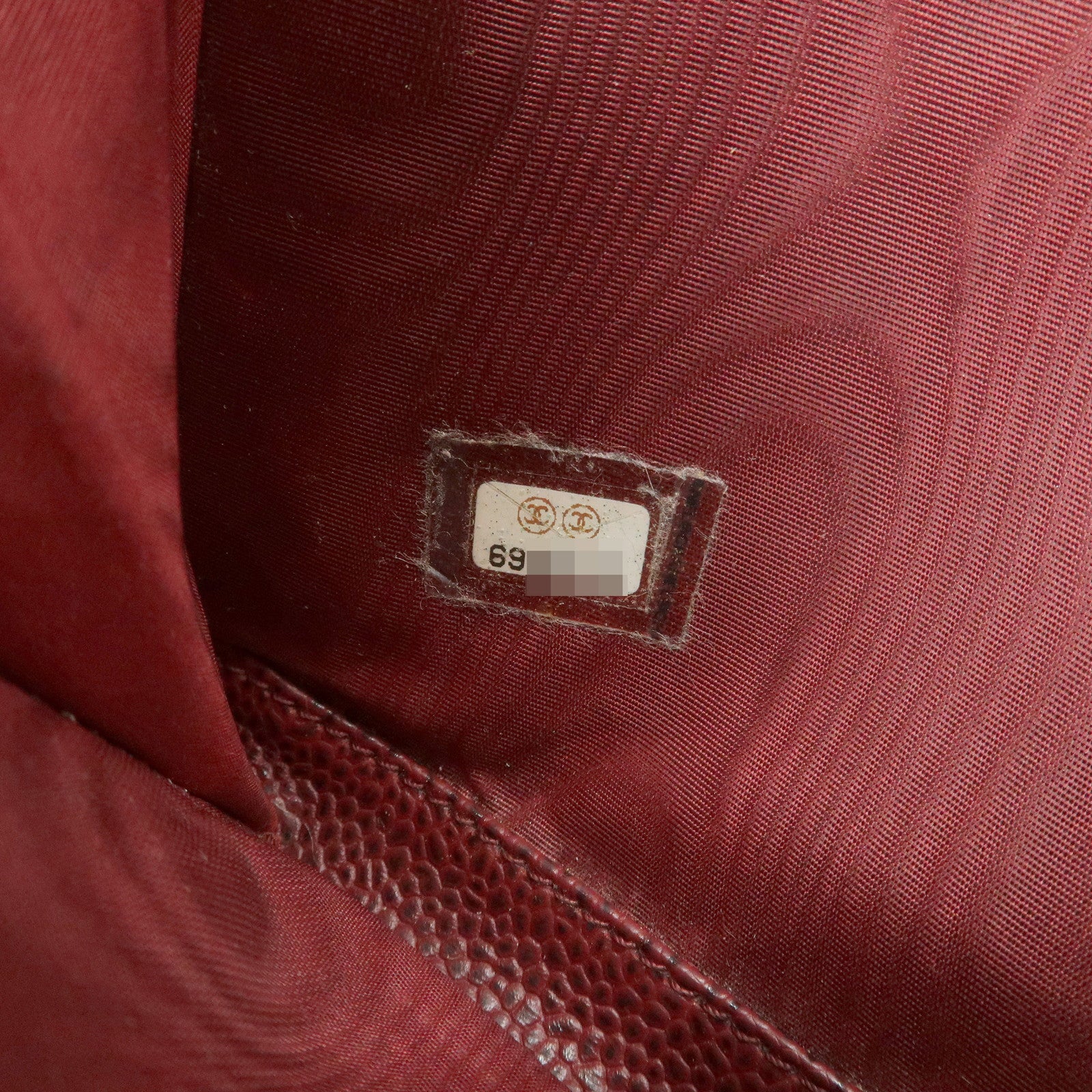 CHANEL COCO Mark Caviar Skin Round Zippy Wallet Bordeaux Used