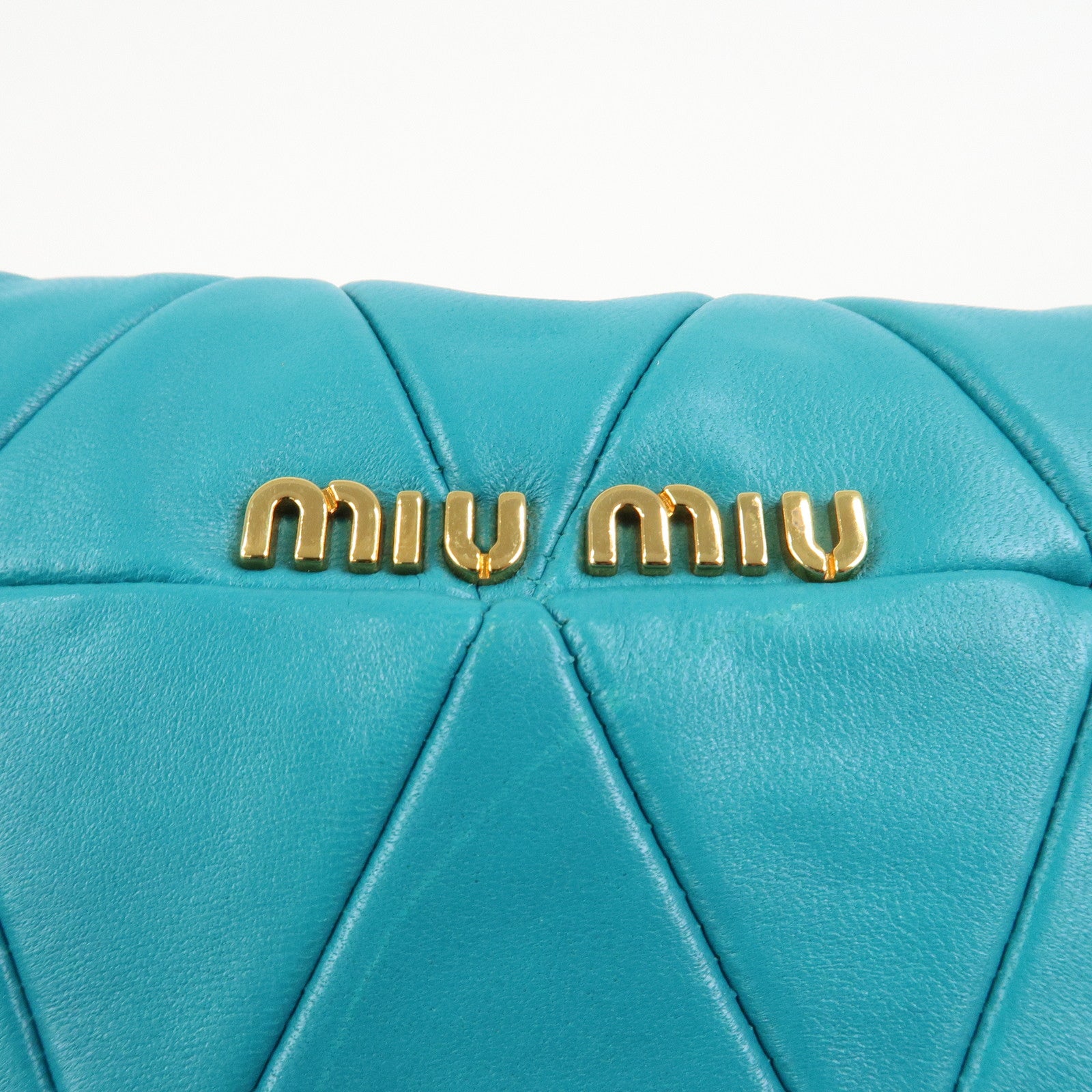 MIUMIU Matelasse Leather 2 Way Bag Shoulder Bag Blue RP0169