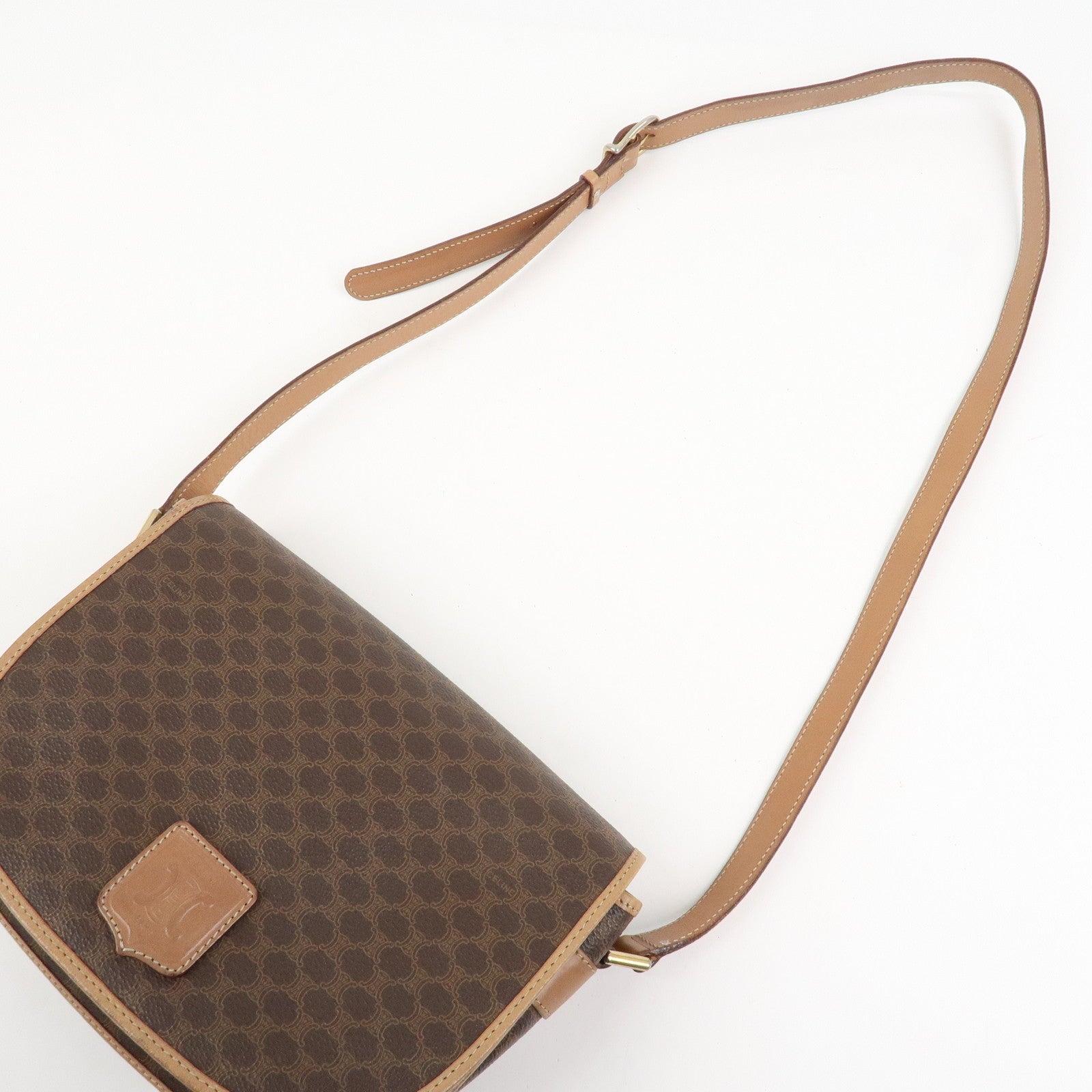 CELINE Macadam PVC Leather Shoulder Bag Crossbody Bag Brown
