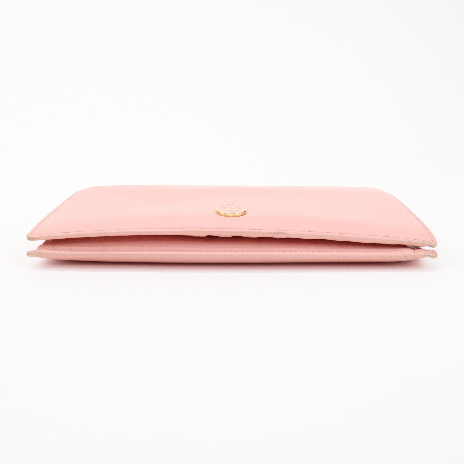 CHANEL COCO Mark Leather Bi-fold Long Wallet Pink