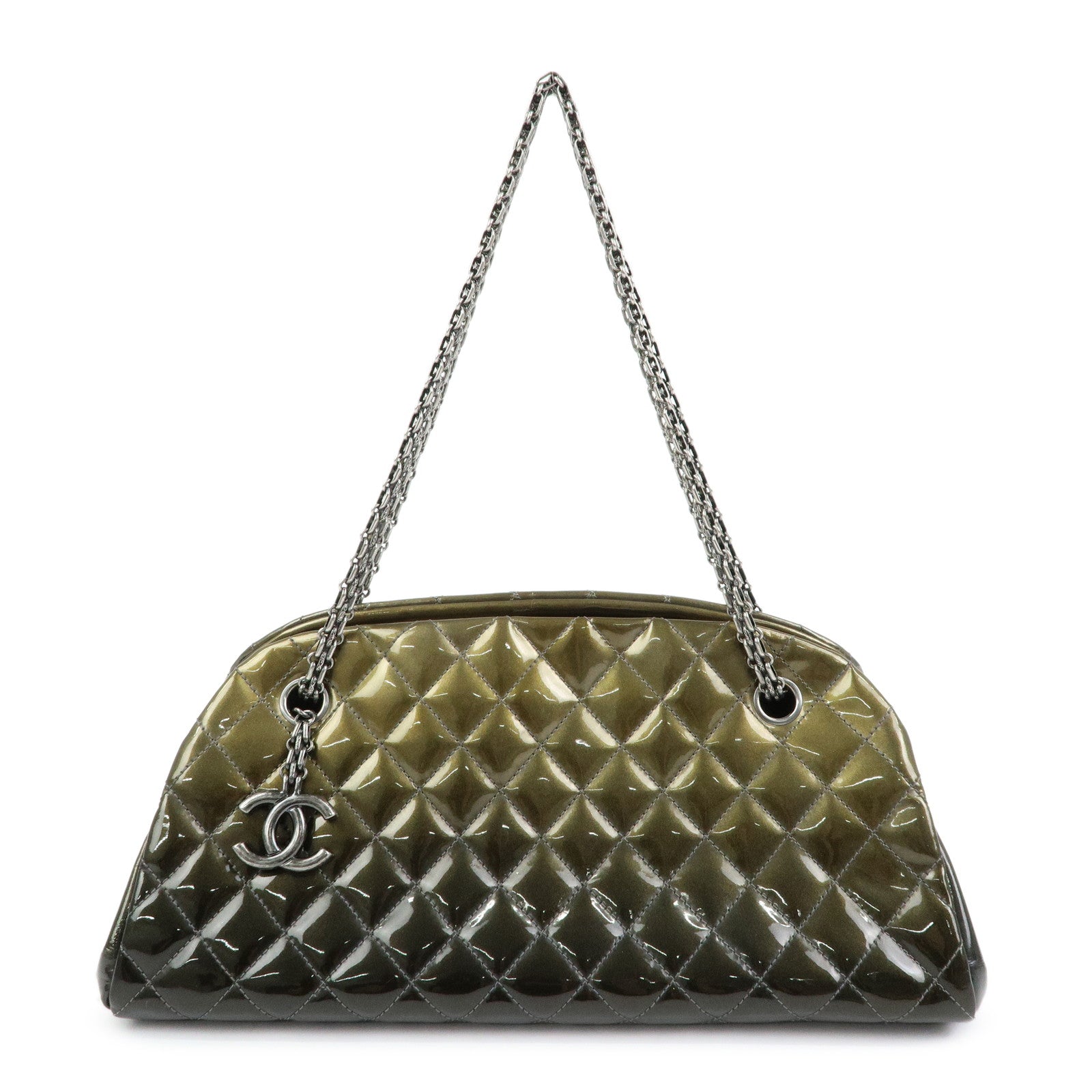 CHANEL Mademoiselle Matelasse Patent Leather Shoulder Bag A50557