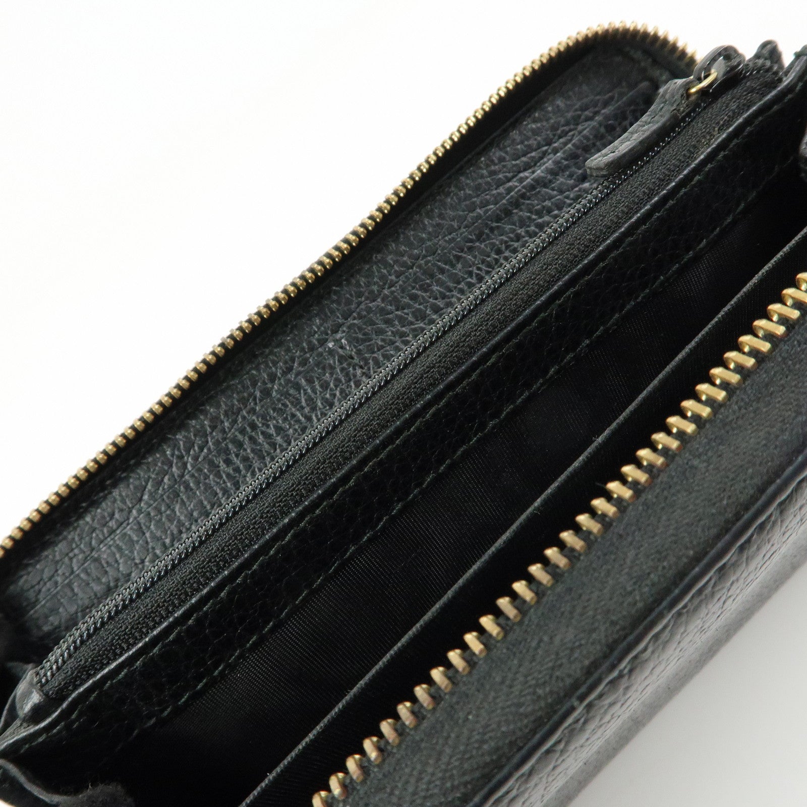 GUCCI GG Marmont Leather Round Zippy Long Wallet Black 456117