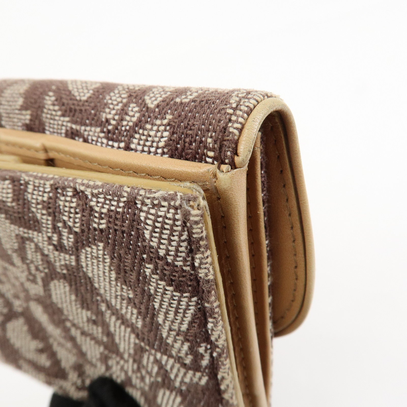 Christian Dior Trotter Canvas Leather Bi-fold Compact Wallet Brown