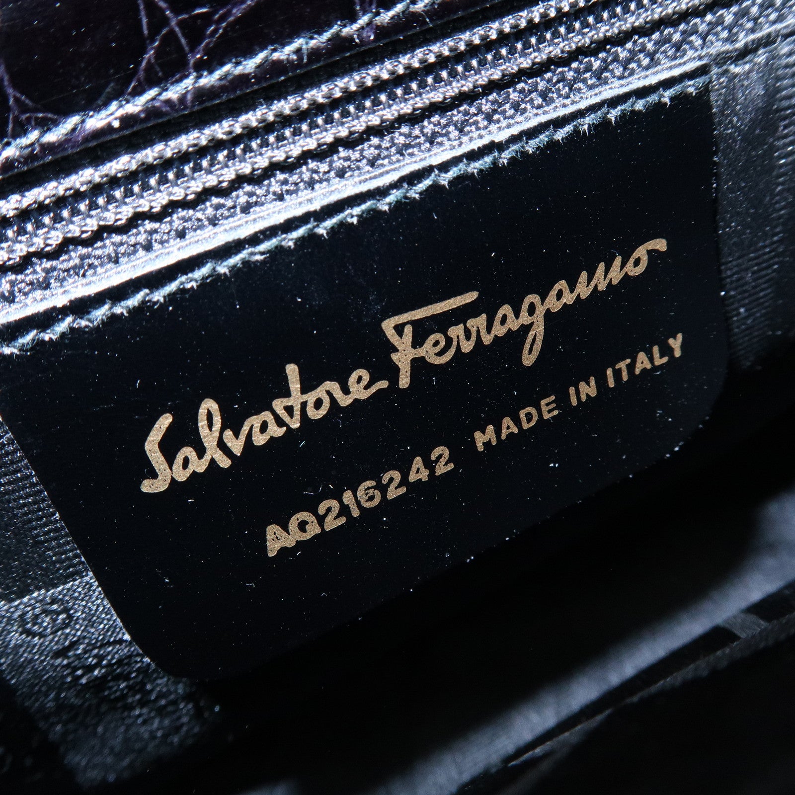 Ferragamo Gancini Embossed Leather Shoulder Bag Crossbody Bag Black