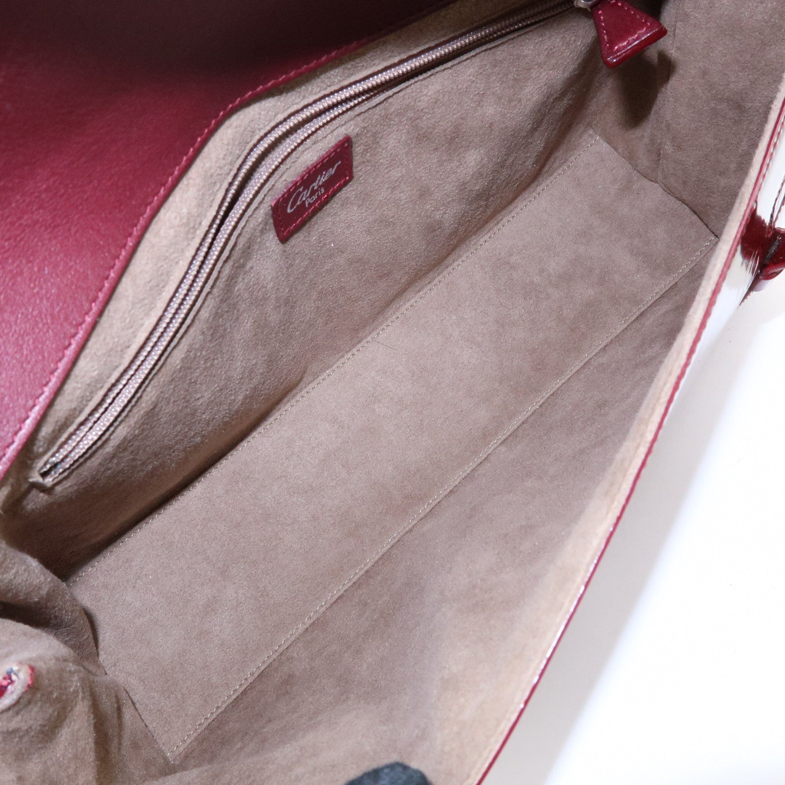 Cartier Happy Birthday Patent Leather Hand Bag Tote Bag Bordeaux
