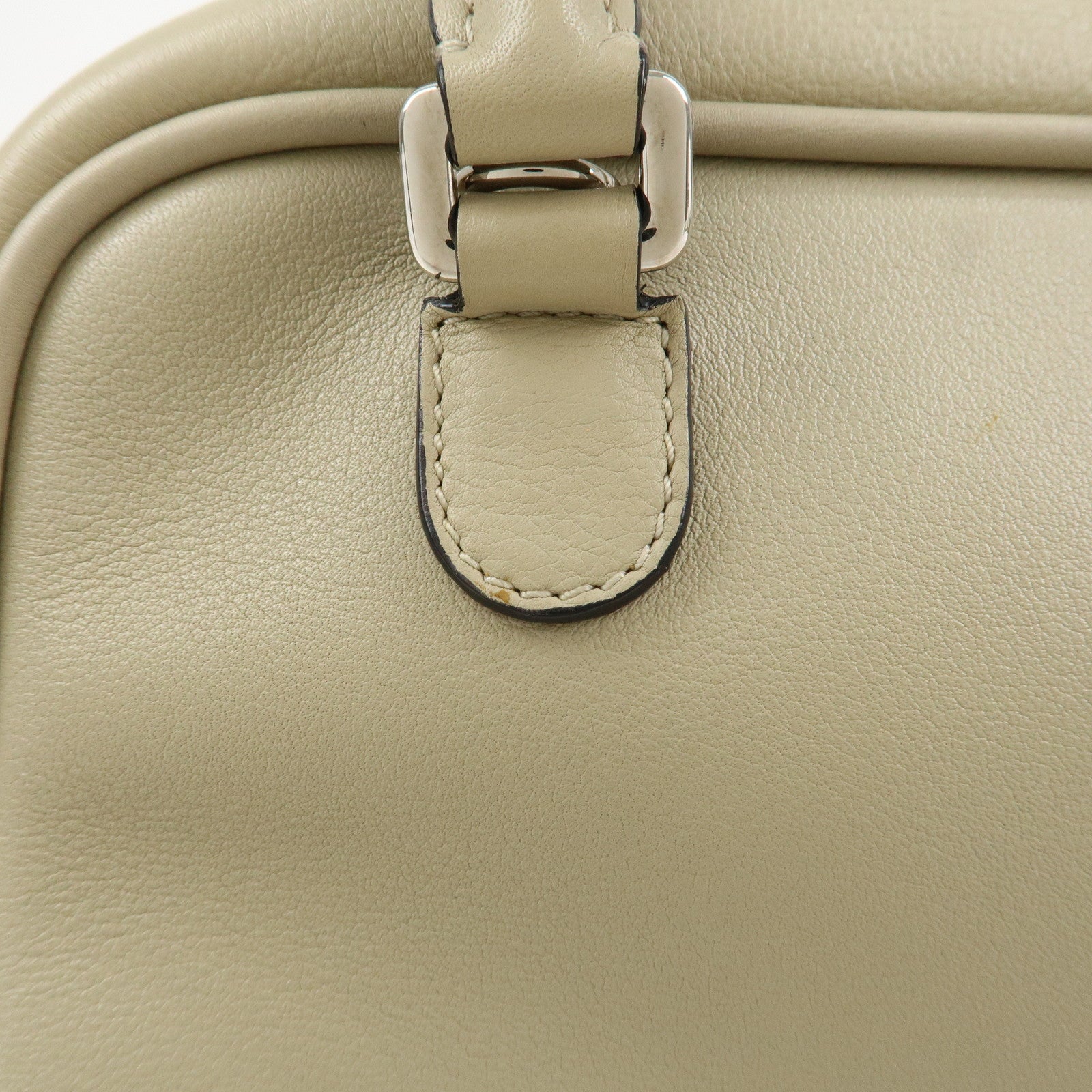LOEWE Anagram Amazona 75 Leather Hand Bag Beige Silver