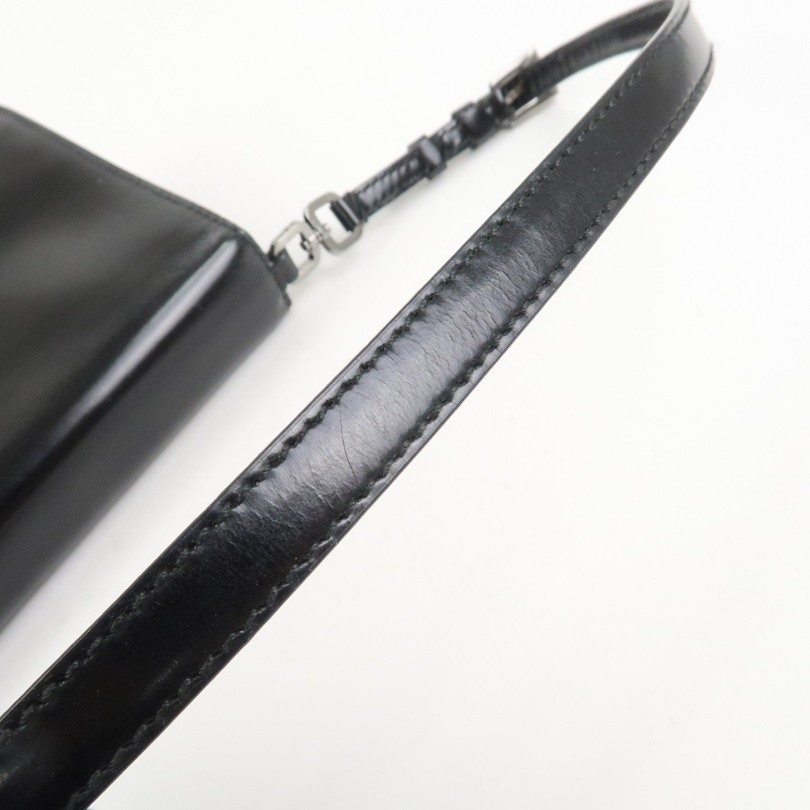 PRADA Logo Leather Shoulder Bag Hand Bag Black BR0421