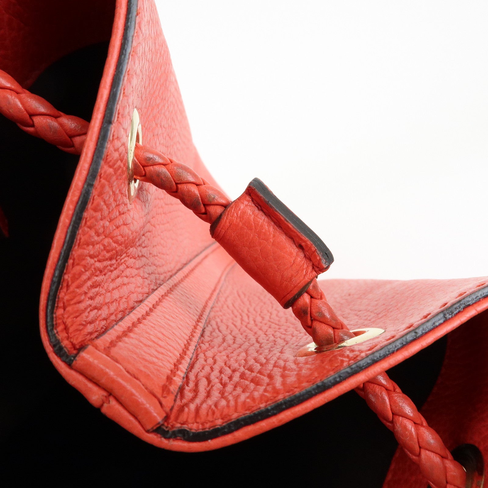 GUCCI Logo Leather Tote Bag Shoulder Bag Hand Bag Red 380118