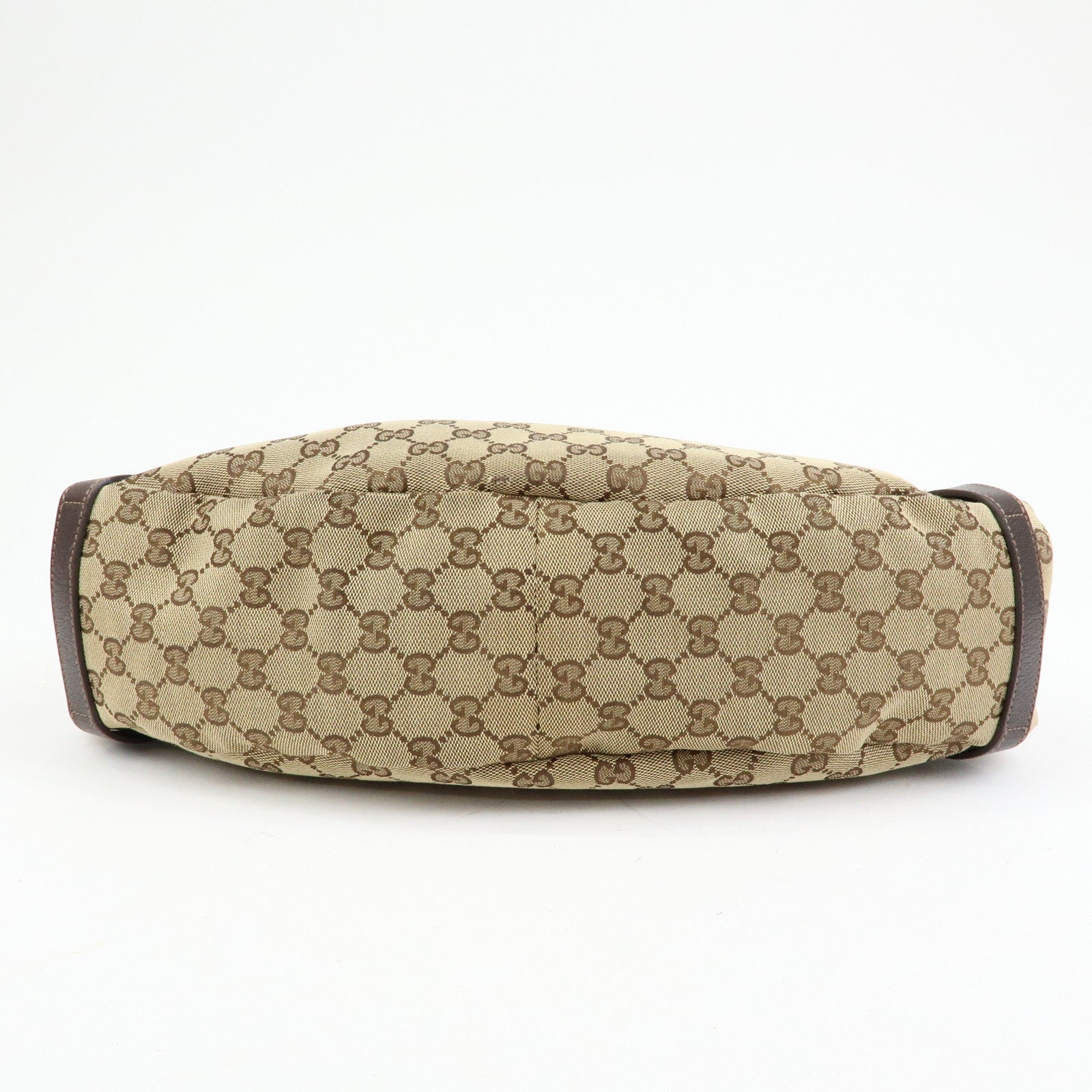 GUCCI Abbey GG Canvas Leather Tote Hand Bag Beige Brown 130736