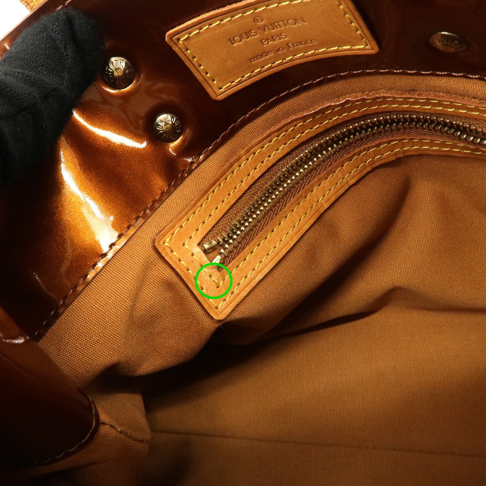 Louis Vuitton Monogram Vernis Lead PM Hand Bag Bronze M91146 Used