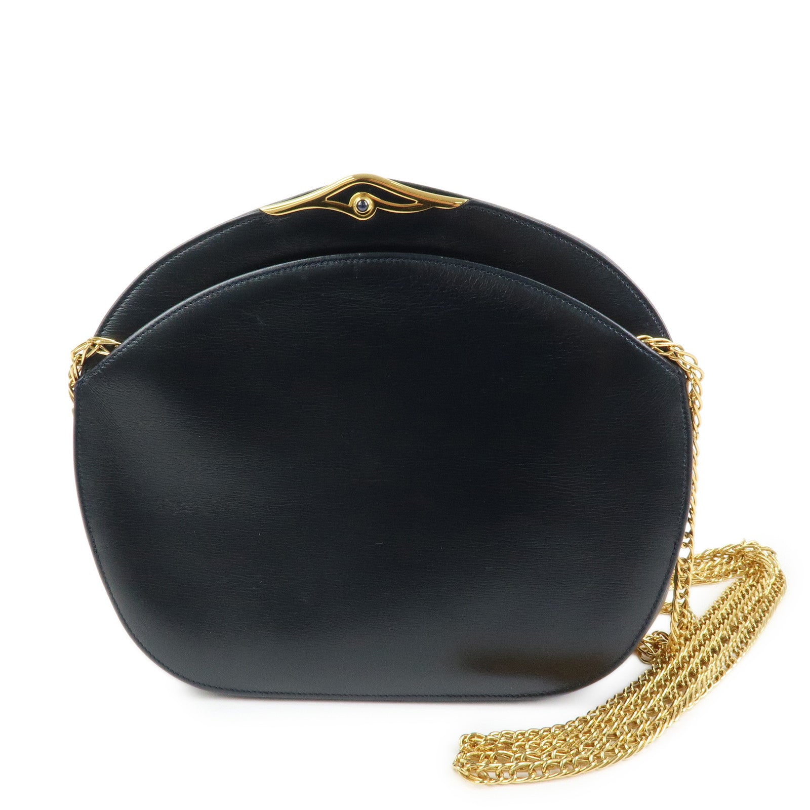 Cartier Sapphire Line Leather Shoulder Bag Crossbody Bag Dark Navy