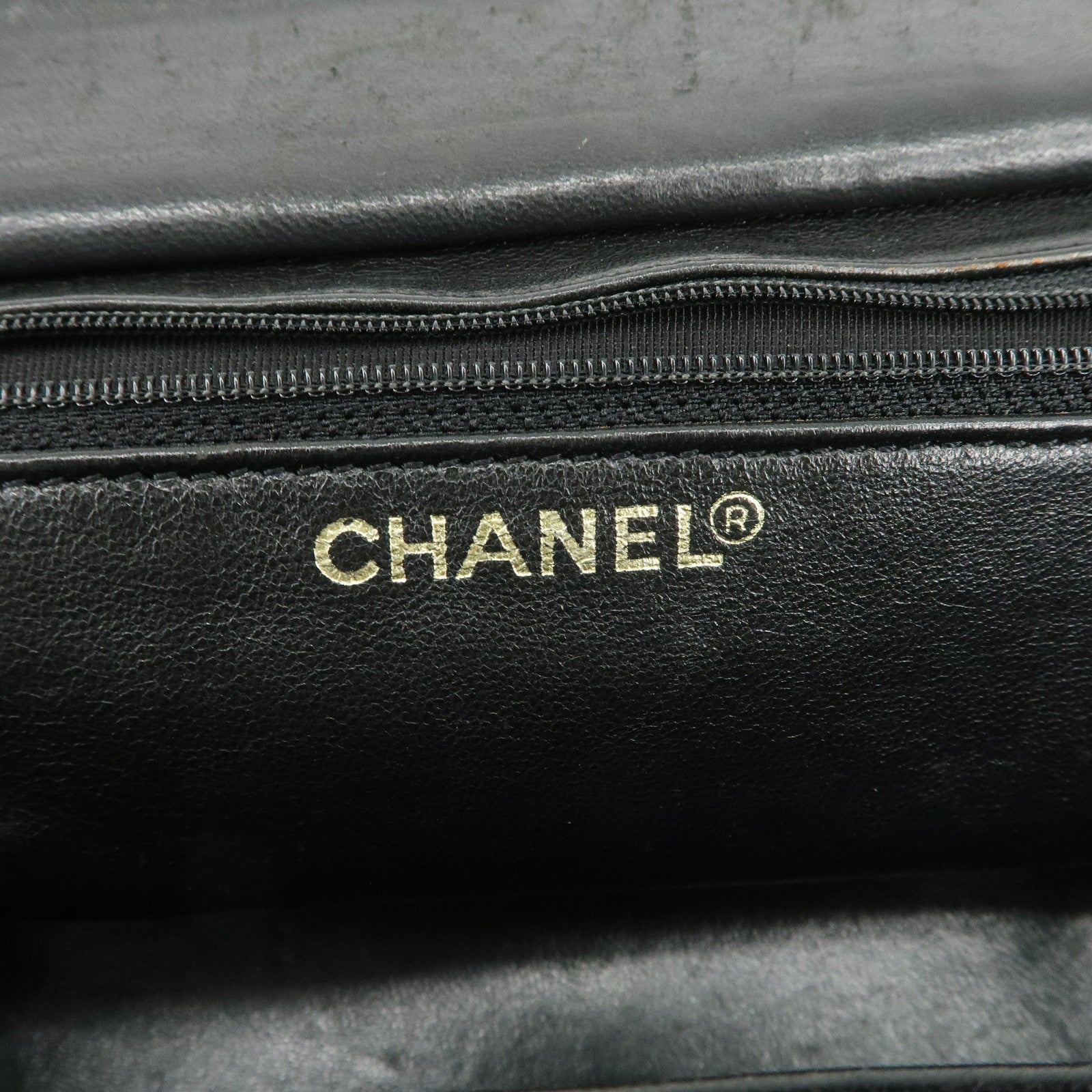 CHANEL COCO Mark Matelasse Caviarskin Chain Tote Bag Black Used