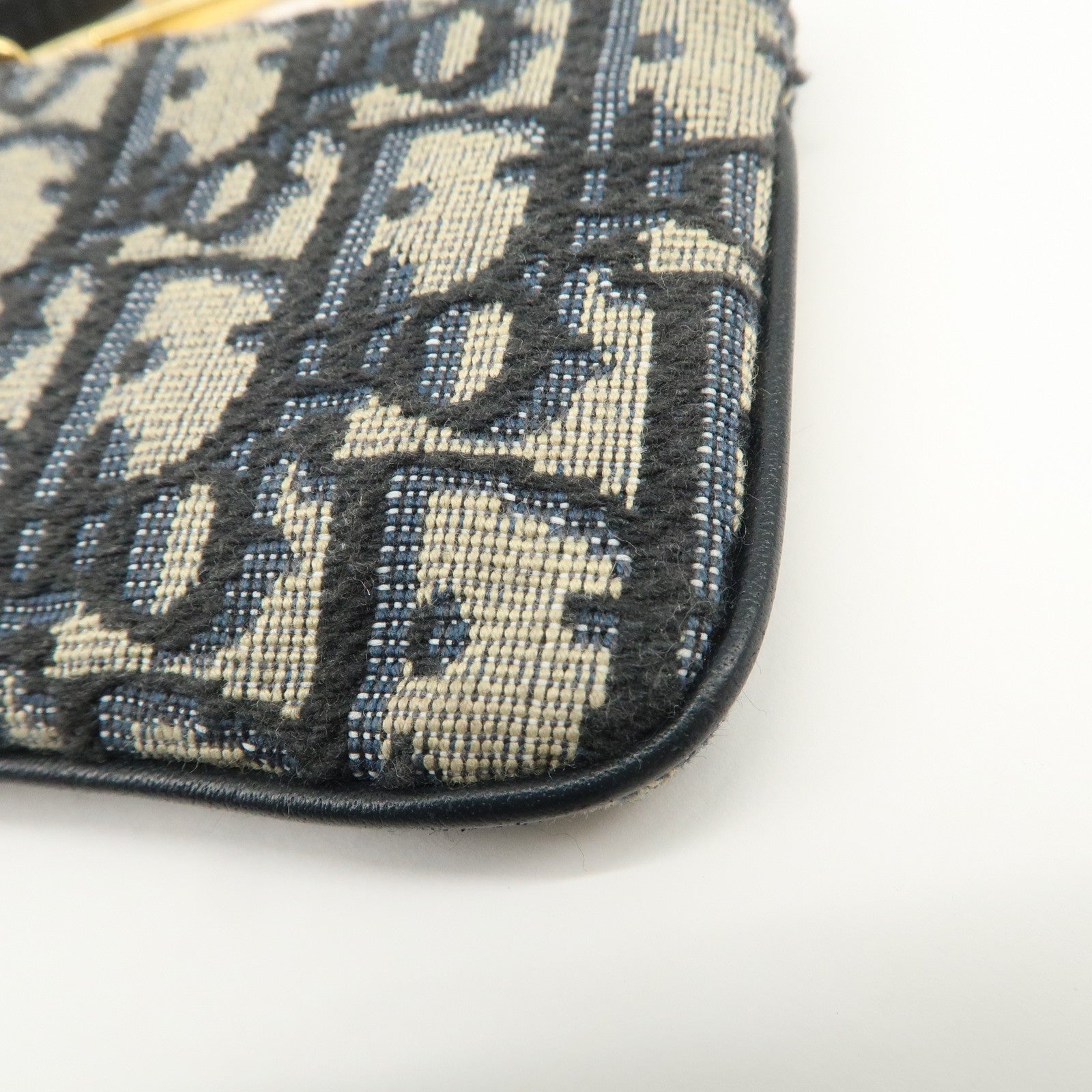 Christian Dior Trotter Canvas Leather Coin Case Key Case Navy