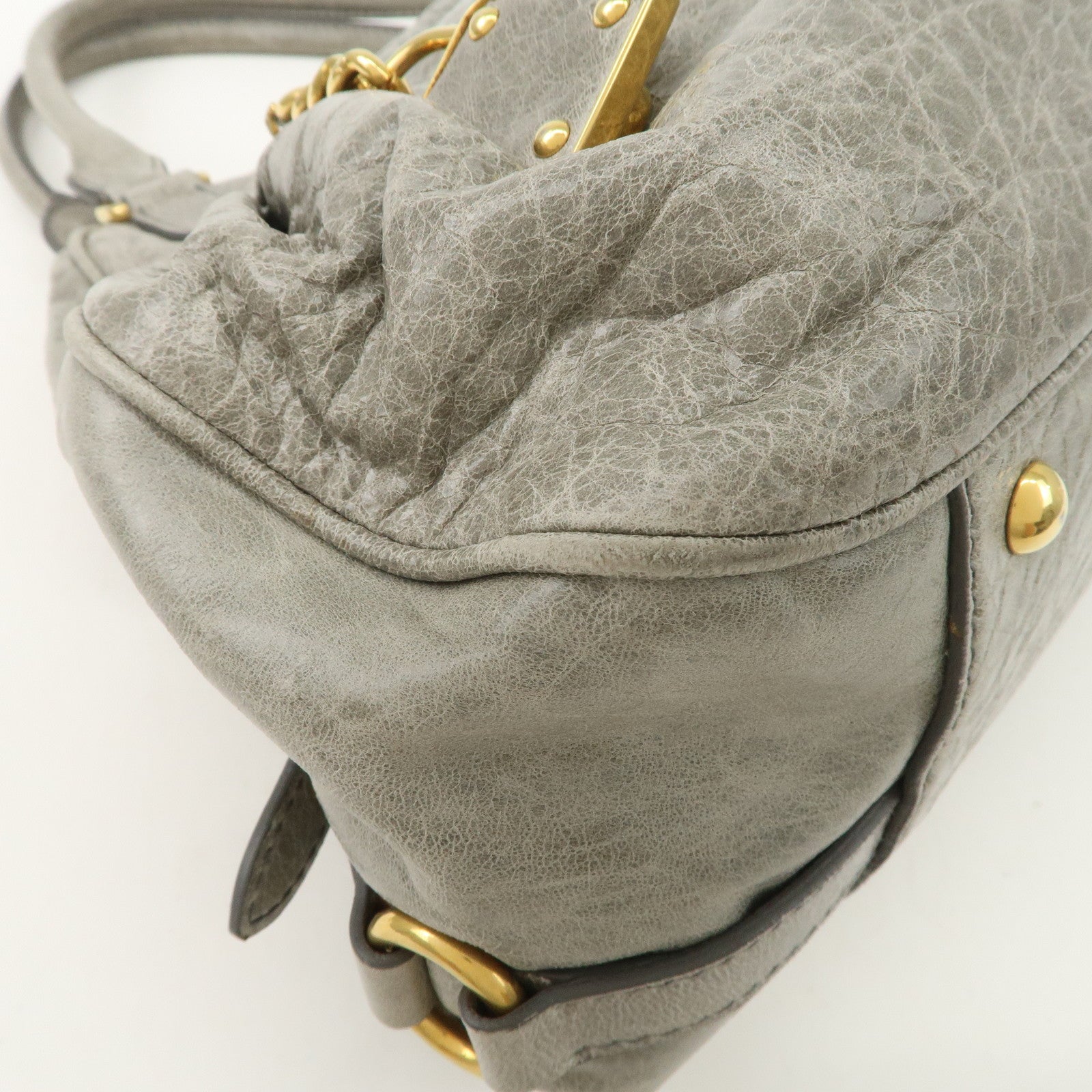 MIU MIU Nappa Leather Hand Bag Emerald Green Used