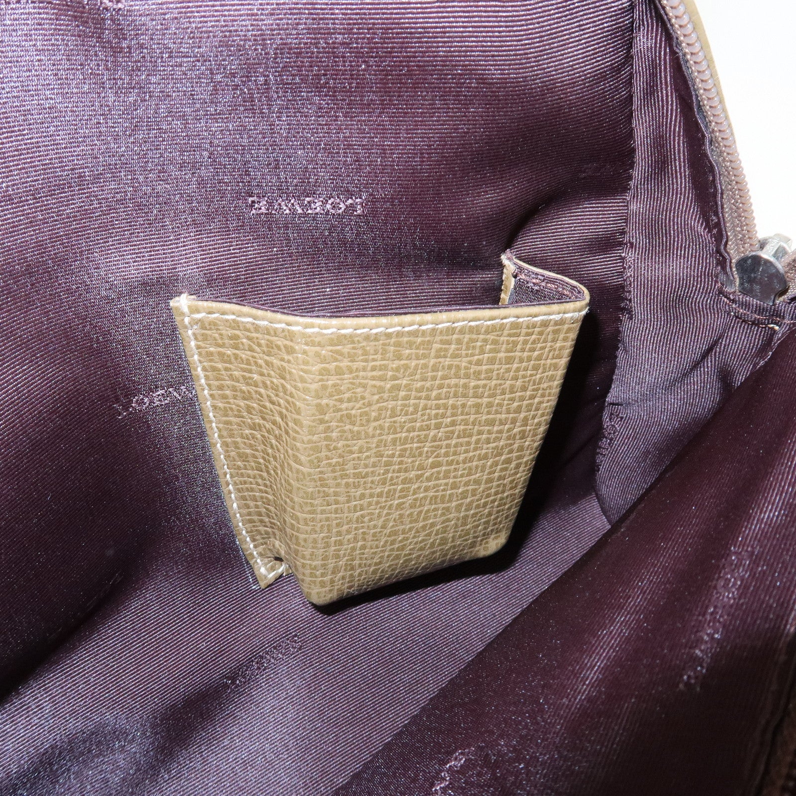 LOEWE Logo Leather Shoulder Bag Hand Bag Khaki