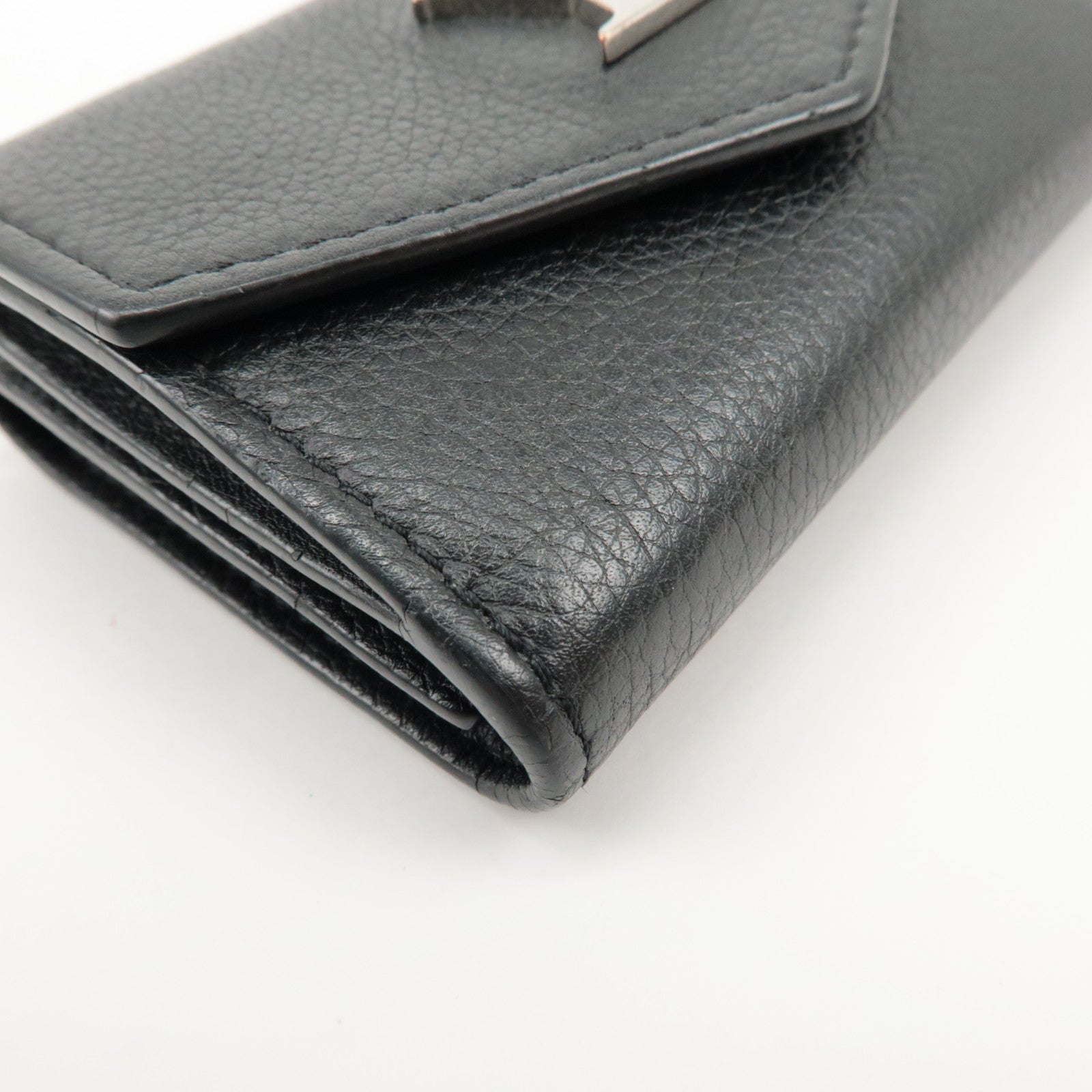 Louis Vuitton Leather Portefeuille Lock Mini Compact Wallet M63921 Used