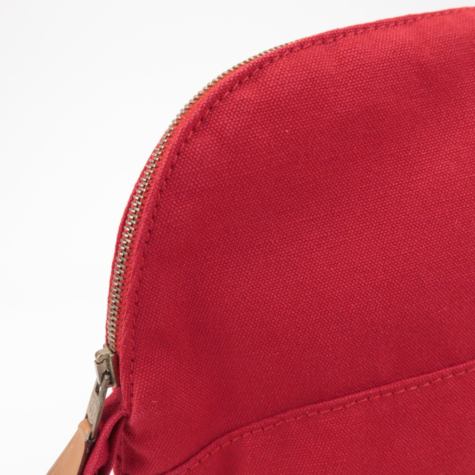 HERMES Bolide Toille H Leather Pouch GM Cosmetic Pouch Red