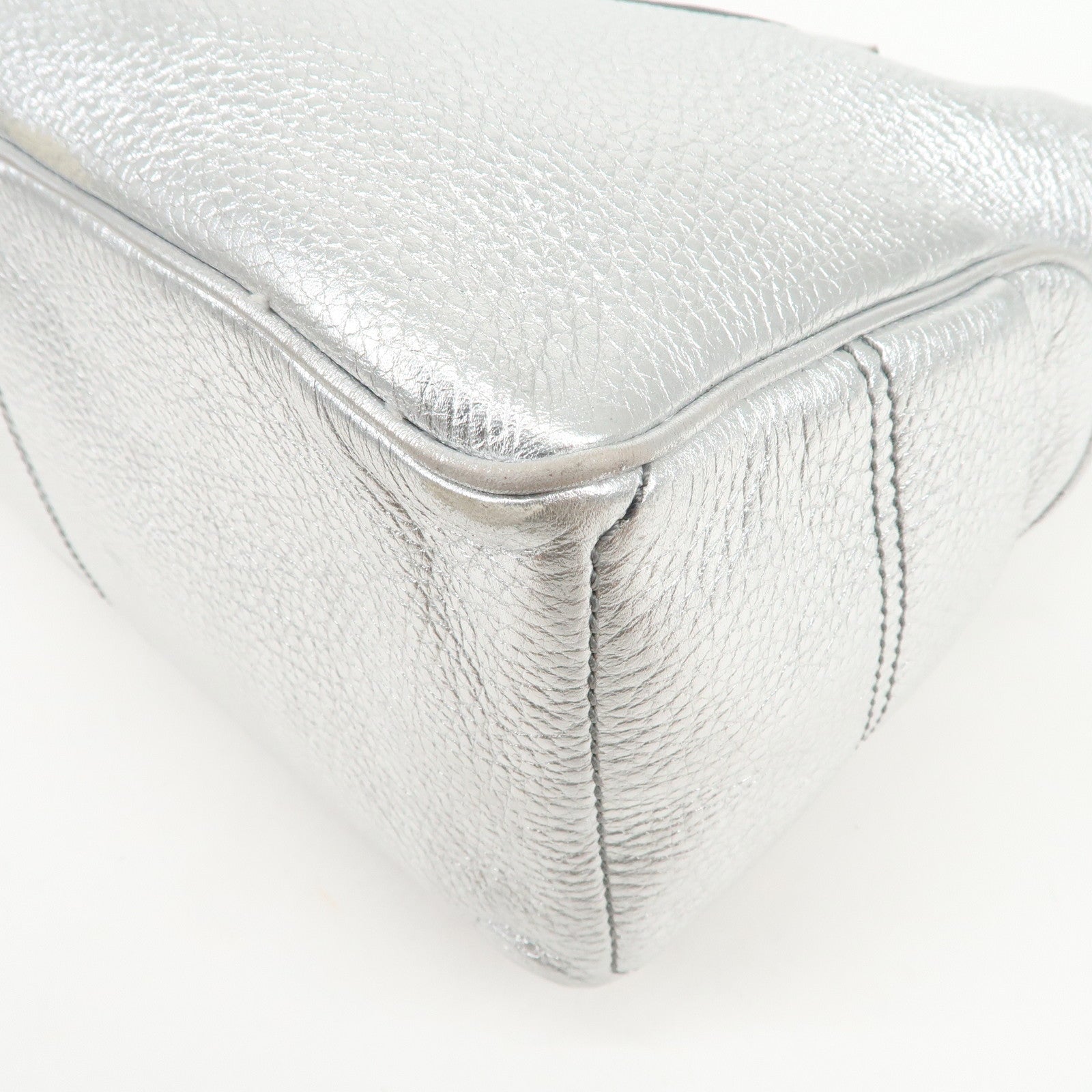 CELINE Leather Boogie Bag Hand Bag Tote Bag Silver