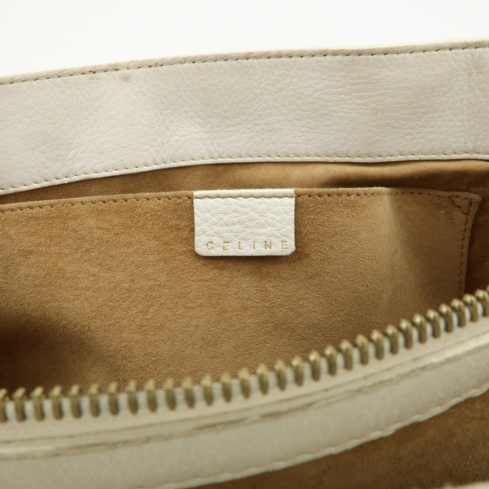 CELINE Leather Boogie Bag Hand Bag Tote Bag Ivory