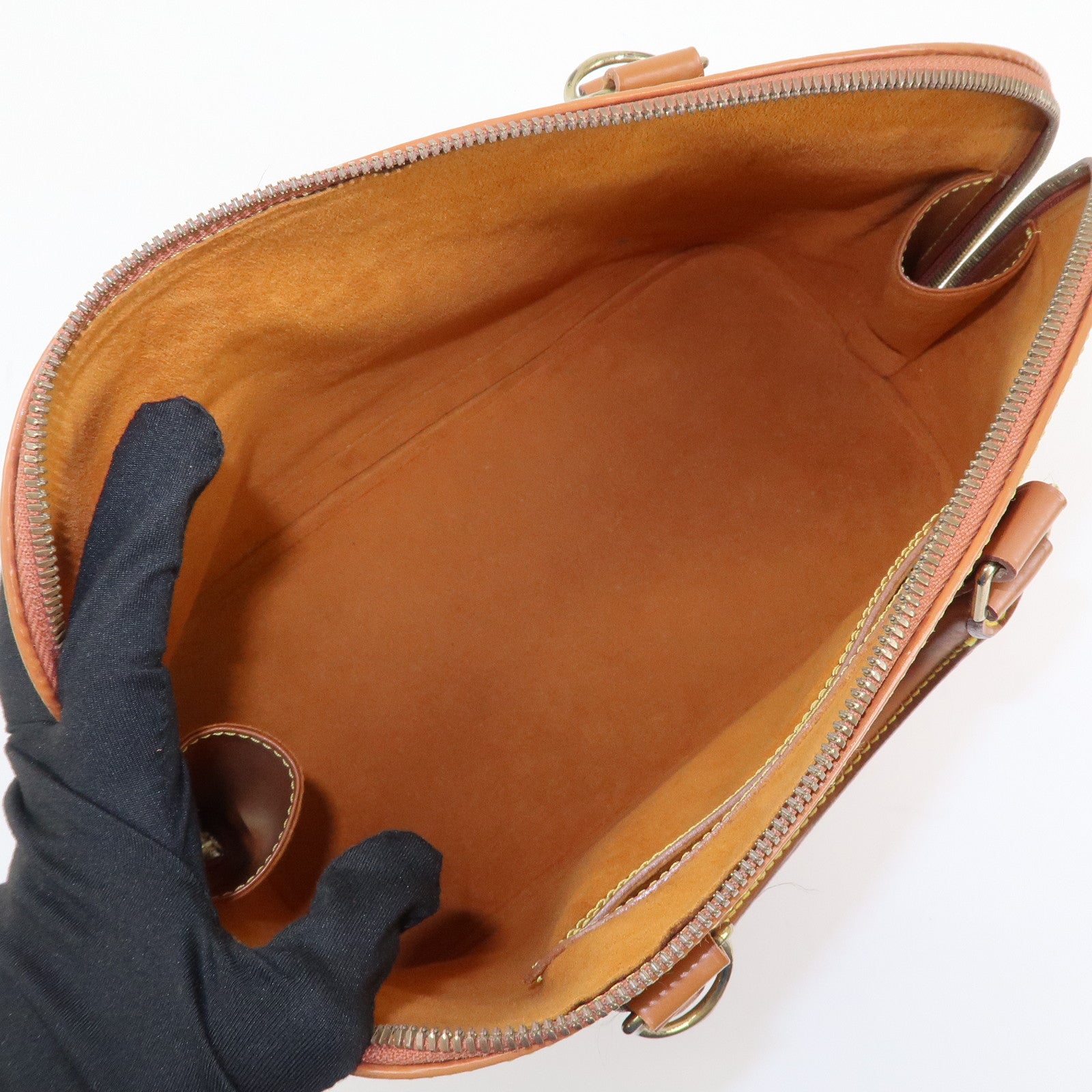 Louis Vuitton Epi Alma Hand Bag Zipang Gold M54148