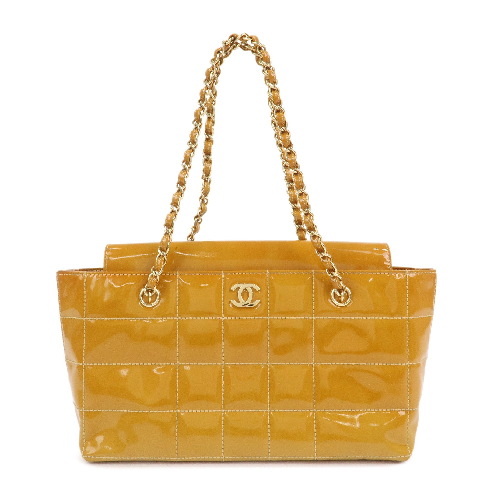 CHANEL COCO Mark Chocolate Bar Patent Leather Chain Shoulder Bag