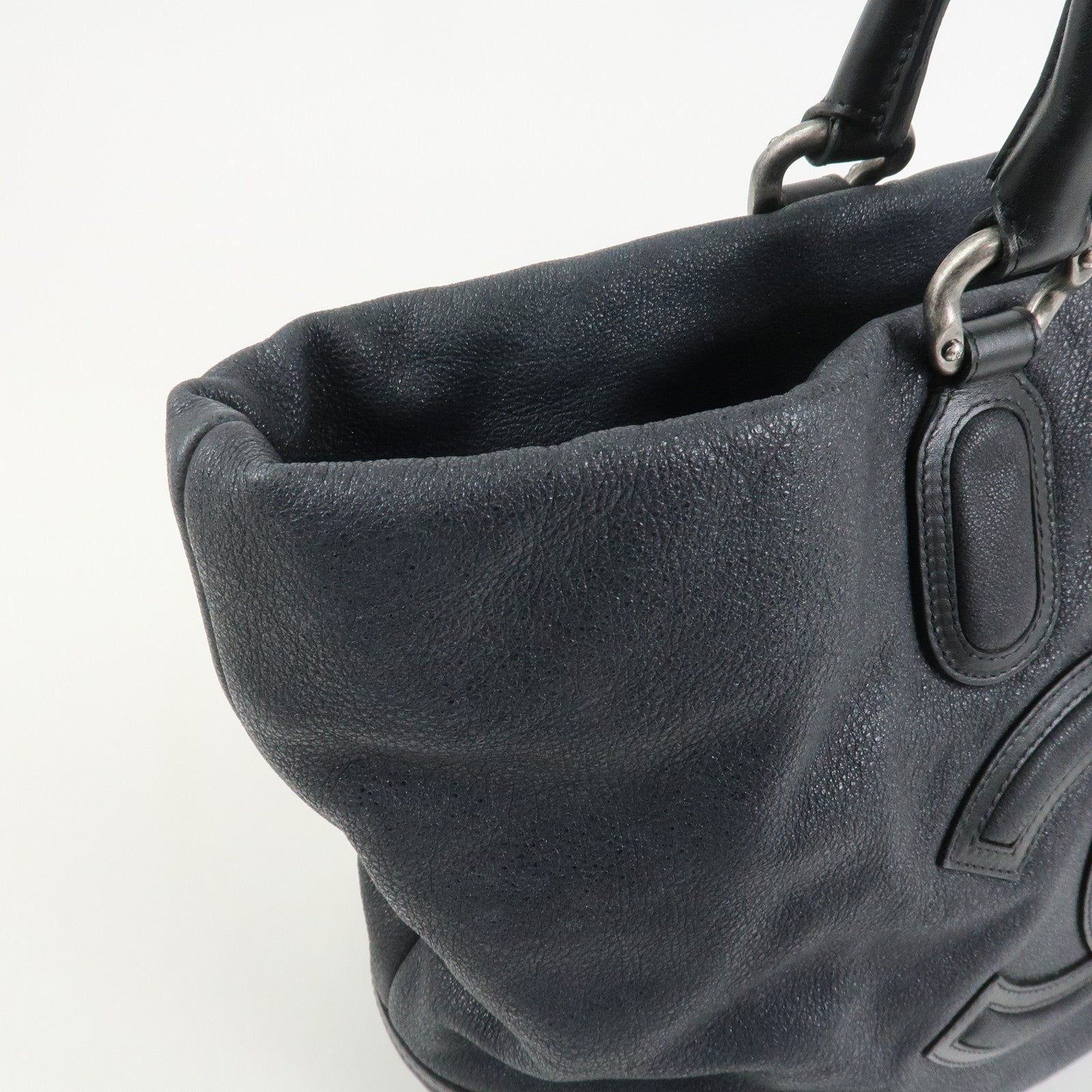 CHANEL COCO Mark Calf Leather Tote Bag Shoulder Bag Black A50288