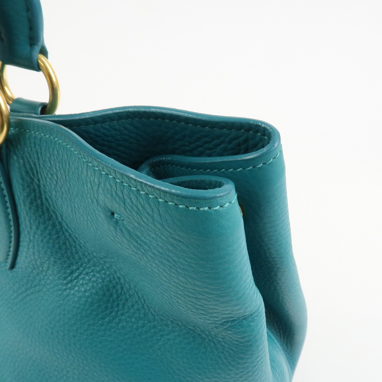 MIU MIU Logo Leather Shoulder Bag Hand Bag Green