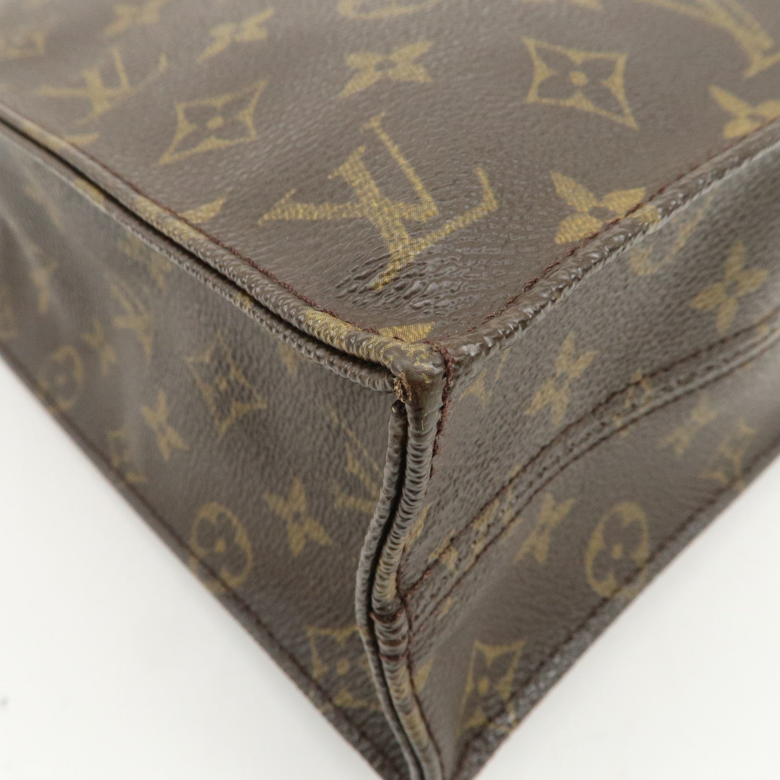 Louis Vuitton Monogram Sac Plat Tote Bag Hand Bag Brown M51140