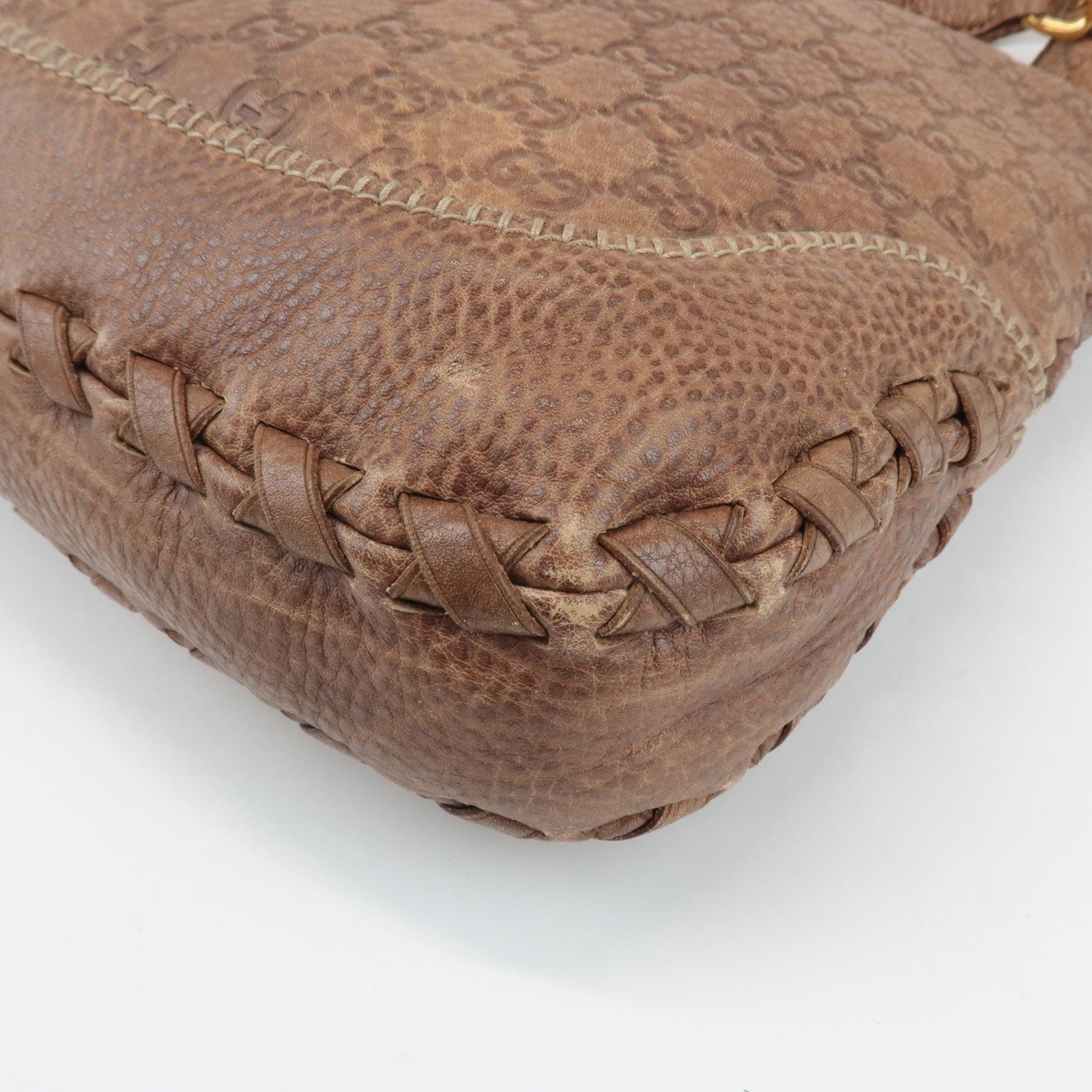 GUCCI New Jackie Bamboo Guccissima Leather Shoulder Bag Brown 218491 Used