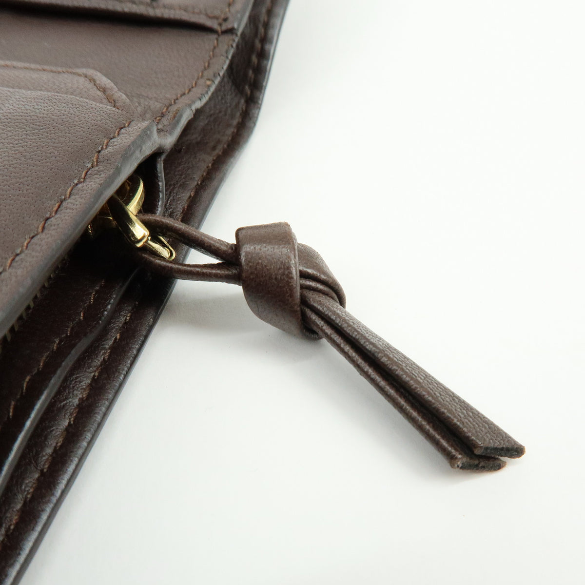 BOTTEGA VENETA Intrecciato Leather Bi-fold Long Wallet Brown 114074