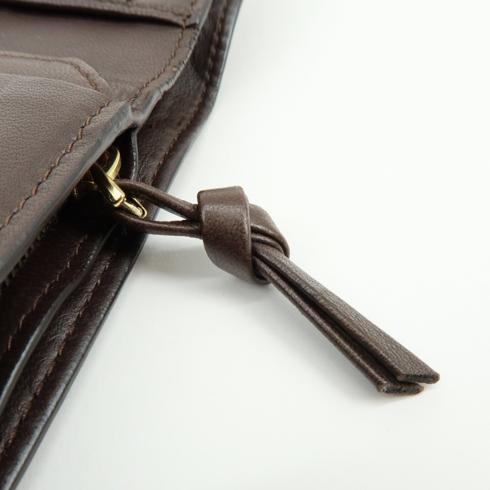 BOTTEGA VENETA Intrecciato Leather Bi-fold Long Wallet Brown 114074