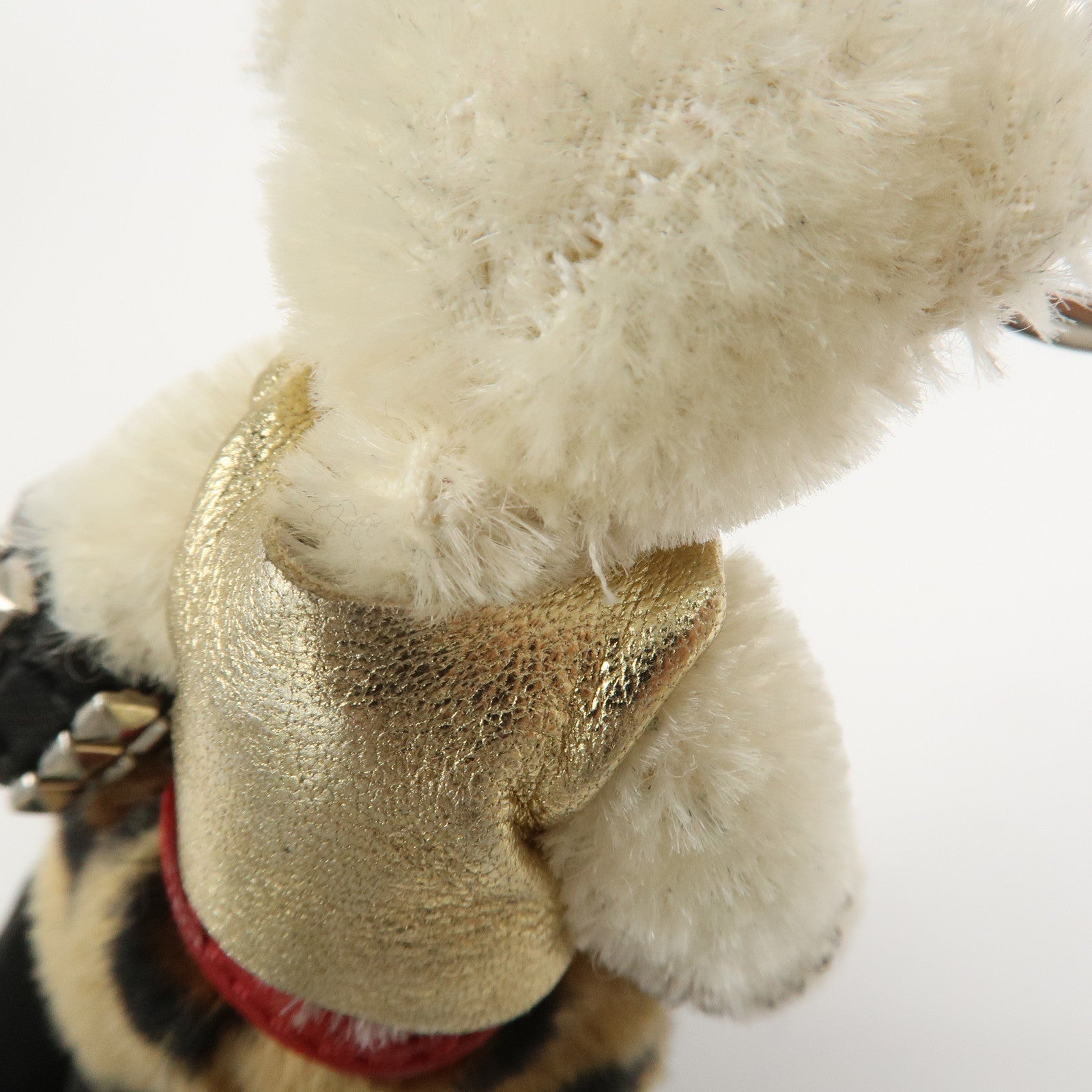 PRADA Teddy Bear Bag Key Charm Key Leopard Bijou Ivory