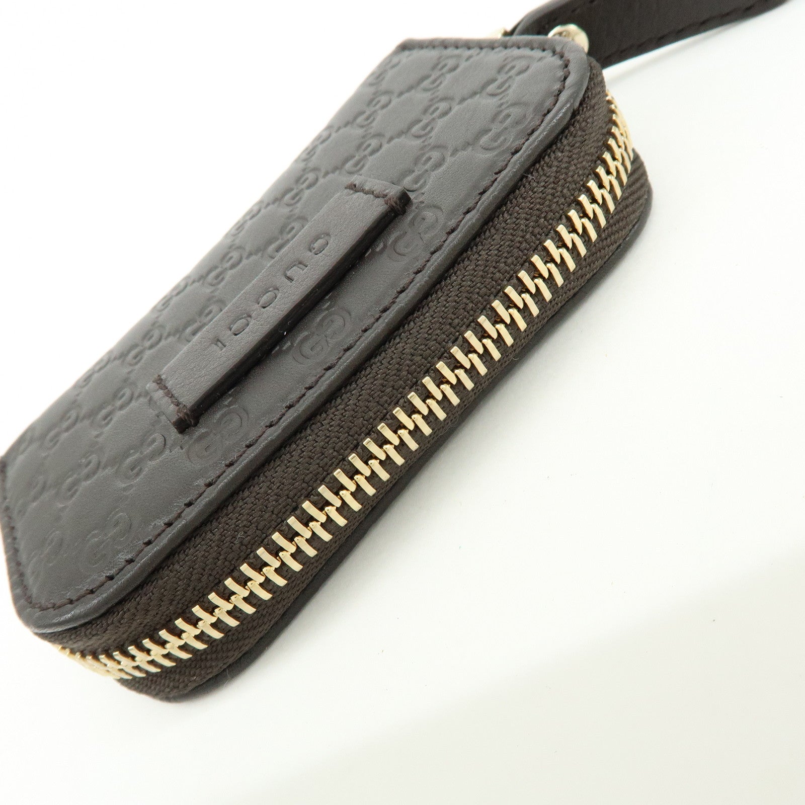 GUCCI Micro Guccissima Leather Coin Case Purse Dark Brown 449896