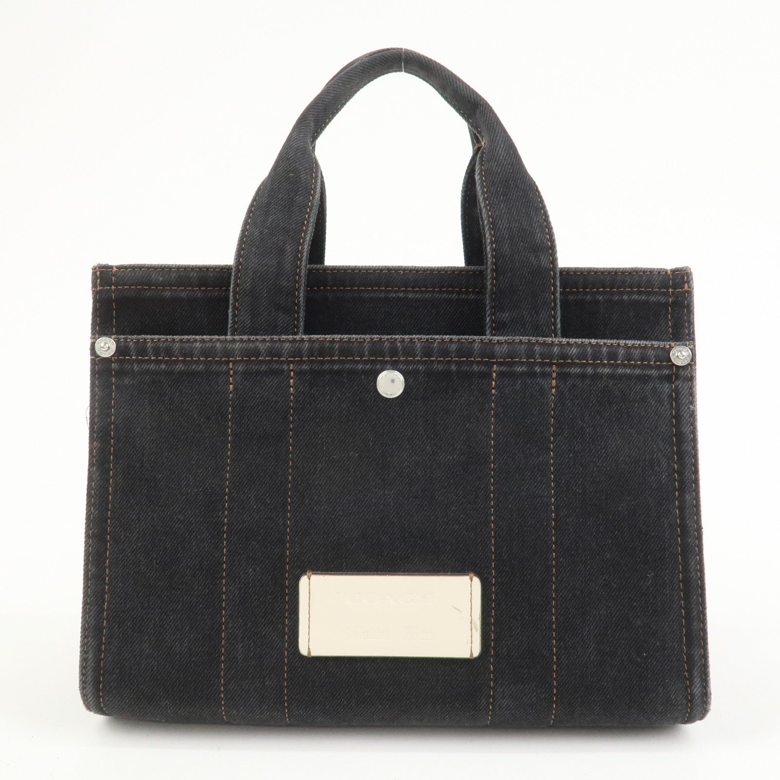 COACH Denim Leather 2Way Shoulder Bag Hand Bag Black