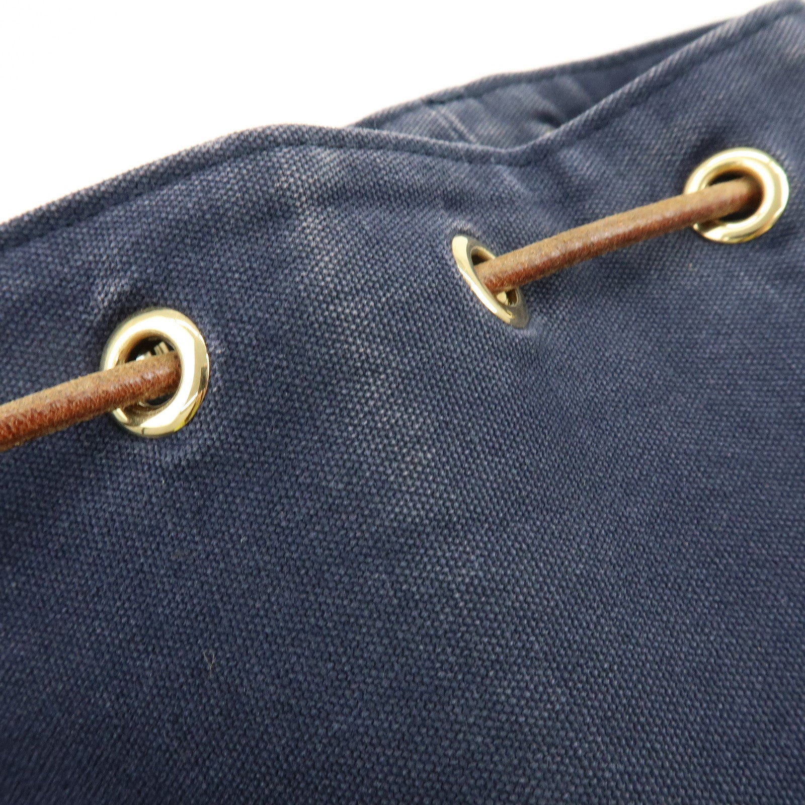 HERMES Canvas Leather Porochon Mimil PM Drawstring Shoulder Bag