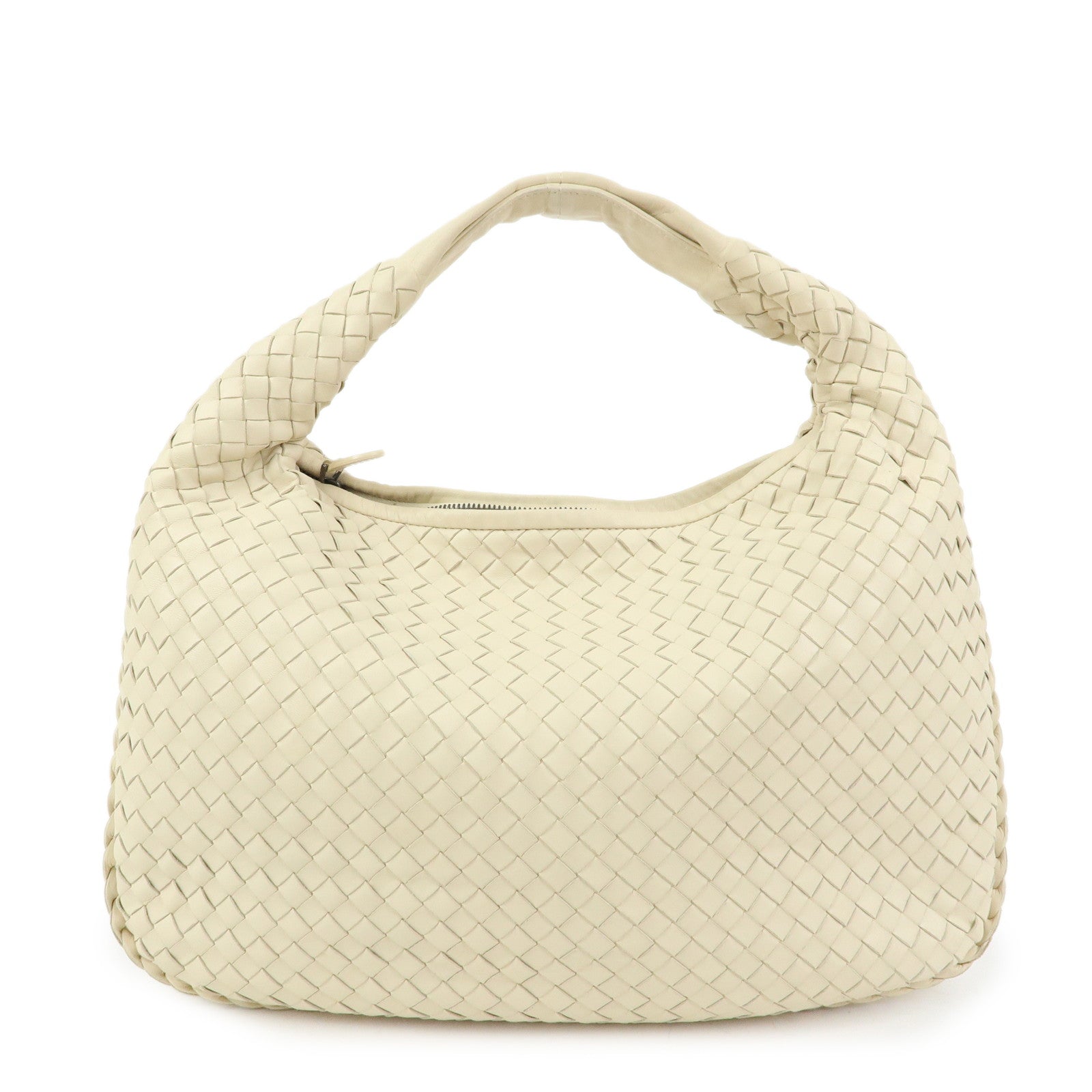 BOTTEGA VENETA Intrecciato Leather Hand Bag Ivory White