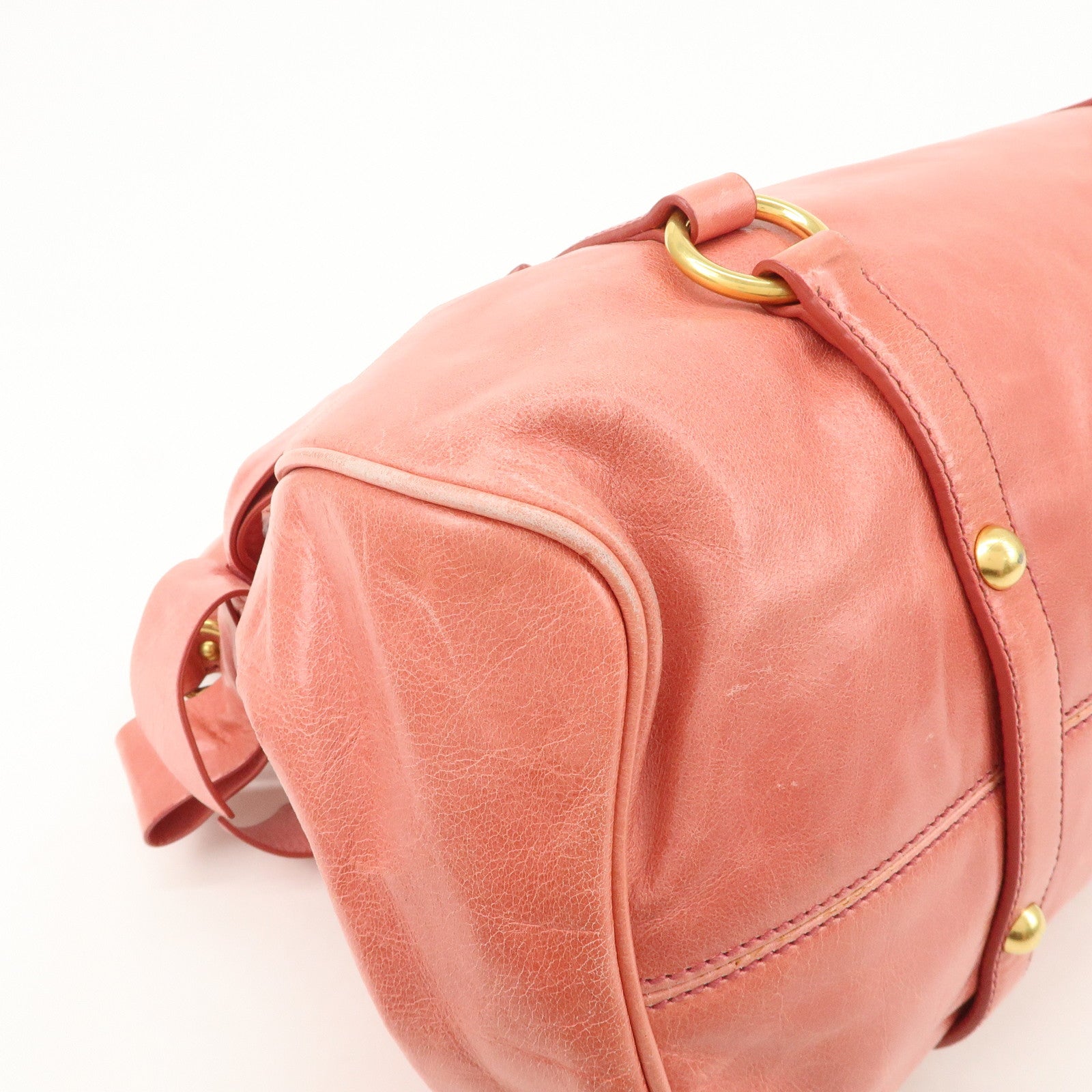 MIU MIU Leather Ribbon 2Way Shoulder Bag Hand Bag Pink RT0365