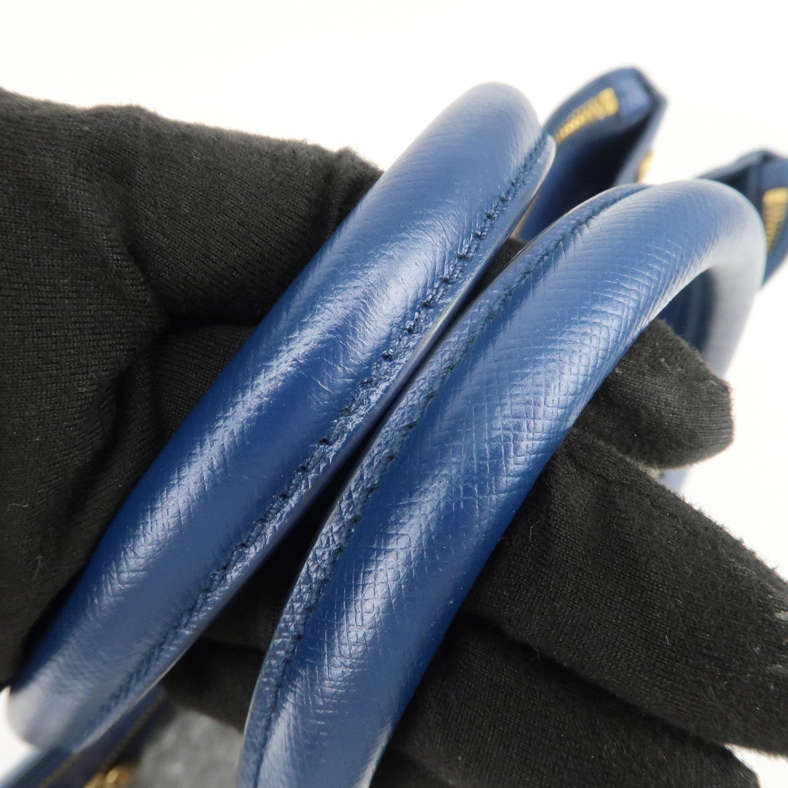 PRADA Triangle Logo Saffiano Leather 2Way Bag Shoulder Bag Blue