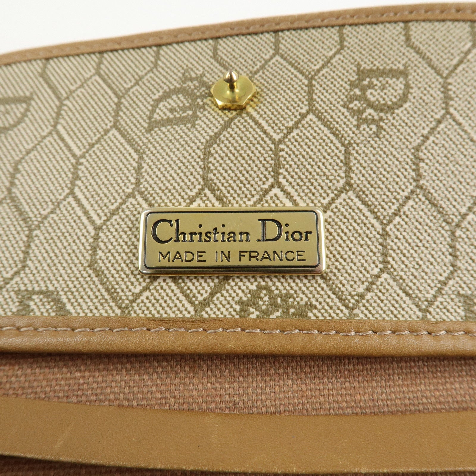 Christian Dior Honeycomb PVC Leather Chain Shoulder Bag Beige