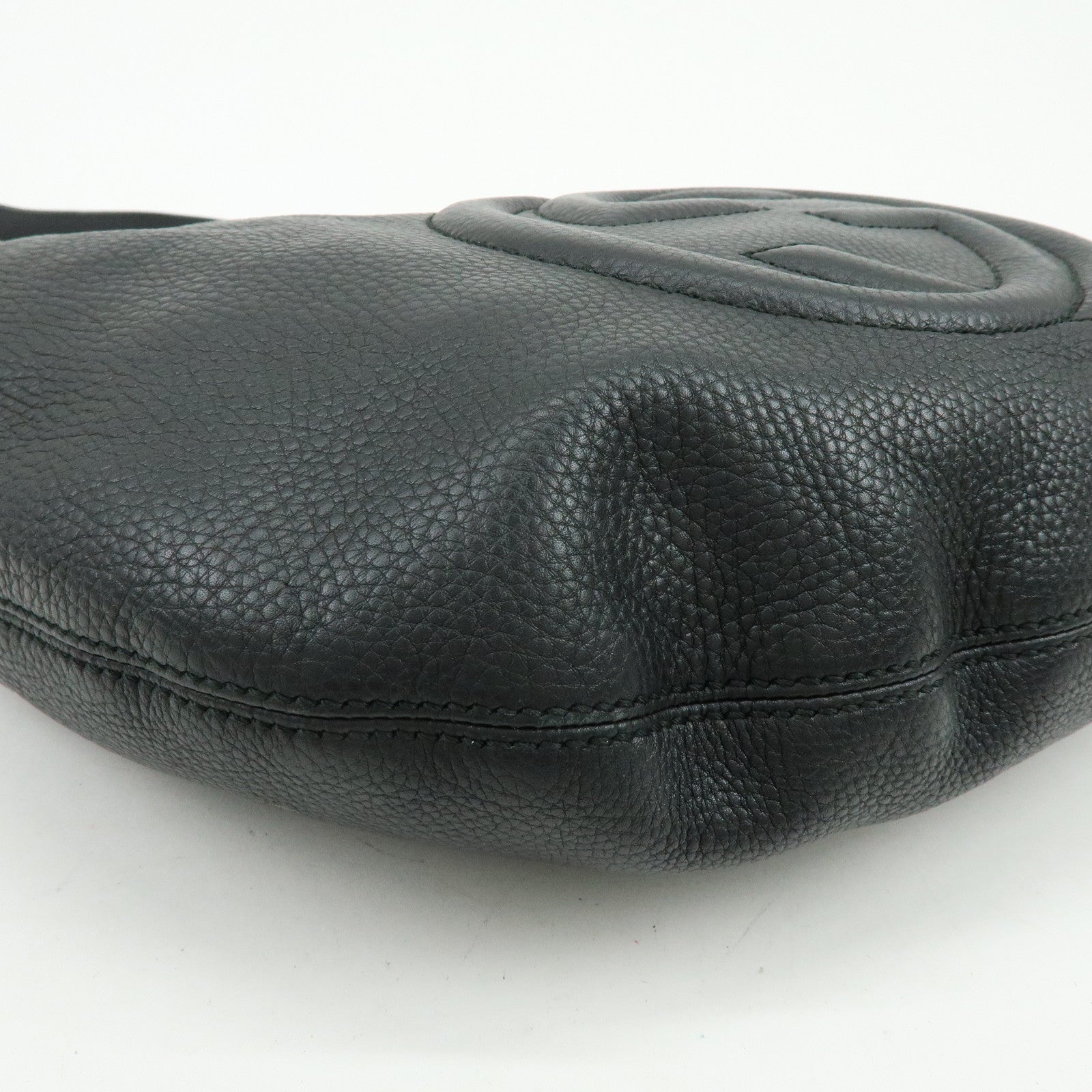 GUCCI SOHO Interlocking G Leather Shoulder Bag Black 295175