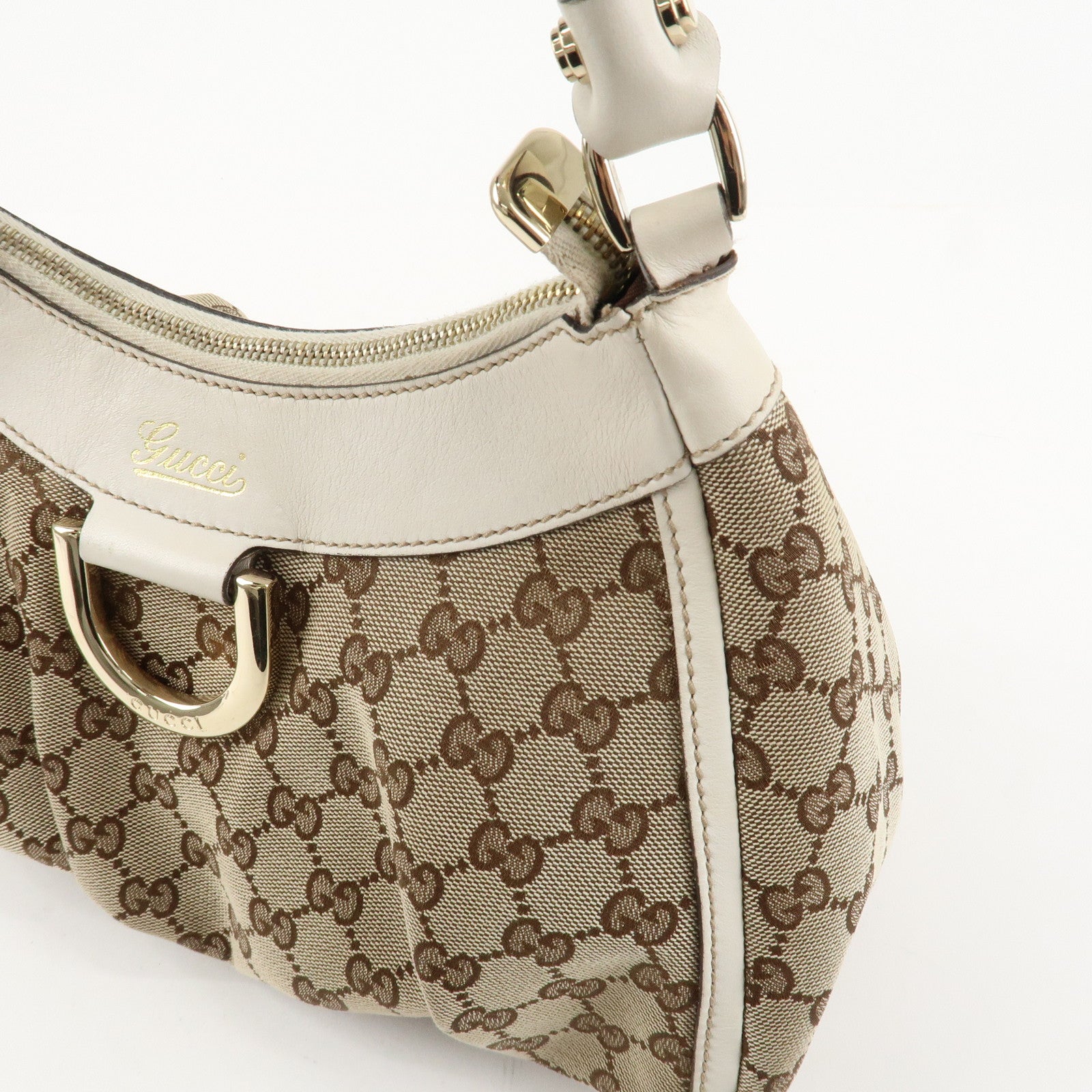 GUCCI Abbey GG Canvas Leather Shoulder Bag Beige 190525 Used