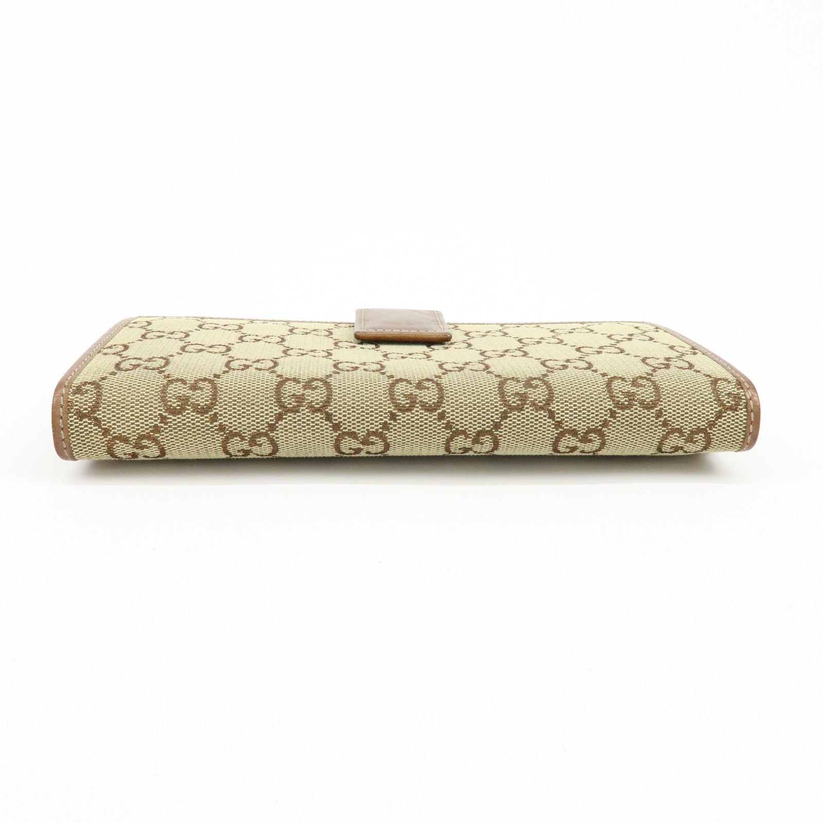 GUCCI Interlocking G GG Canvas Leather Long Wallet Light Brown