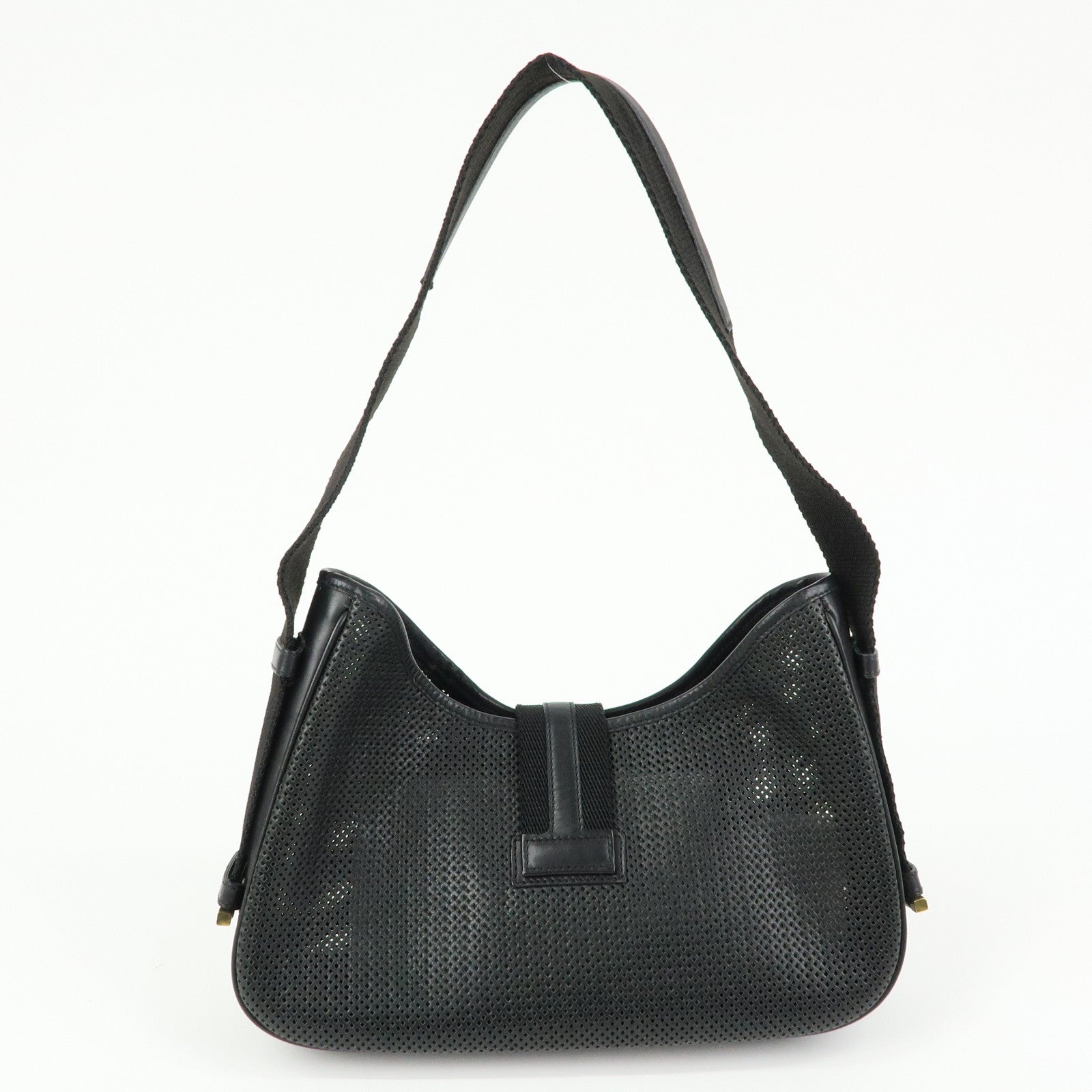 GUCCI Leather Canvas Shoulder Bag Hand Bag Black 02736