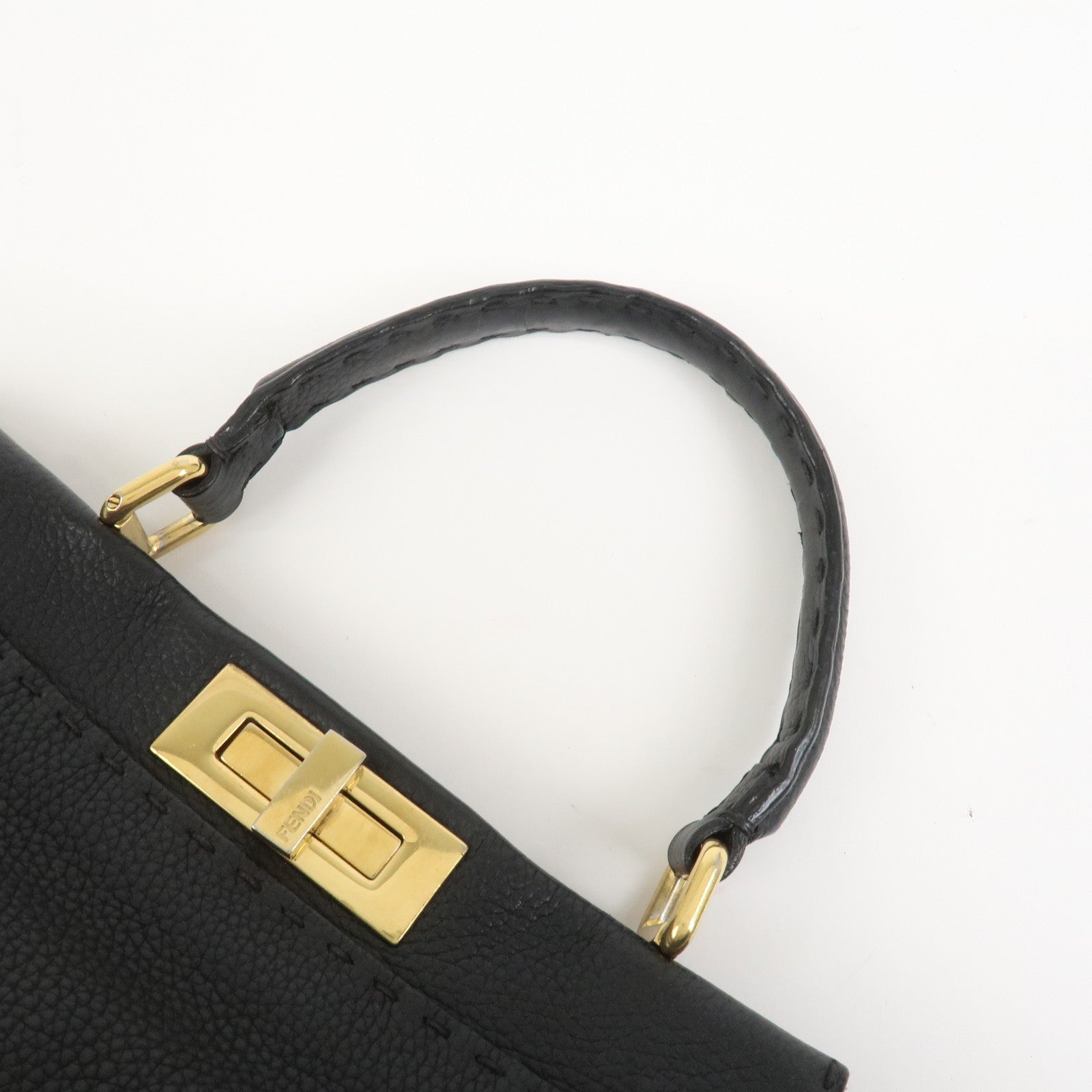 FENDI Selleria Peekaboo Leather 2Way Bag Hand Bag Shoulder Bag