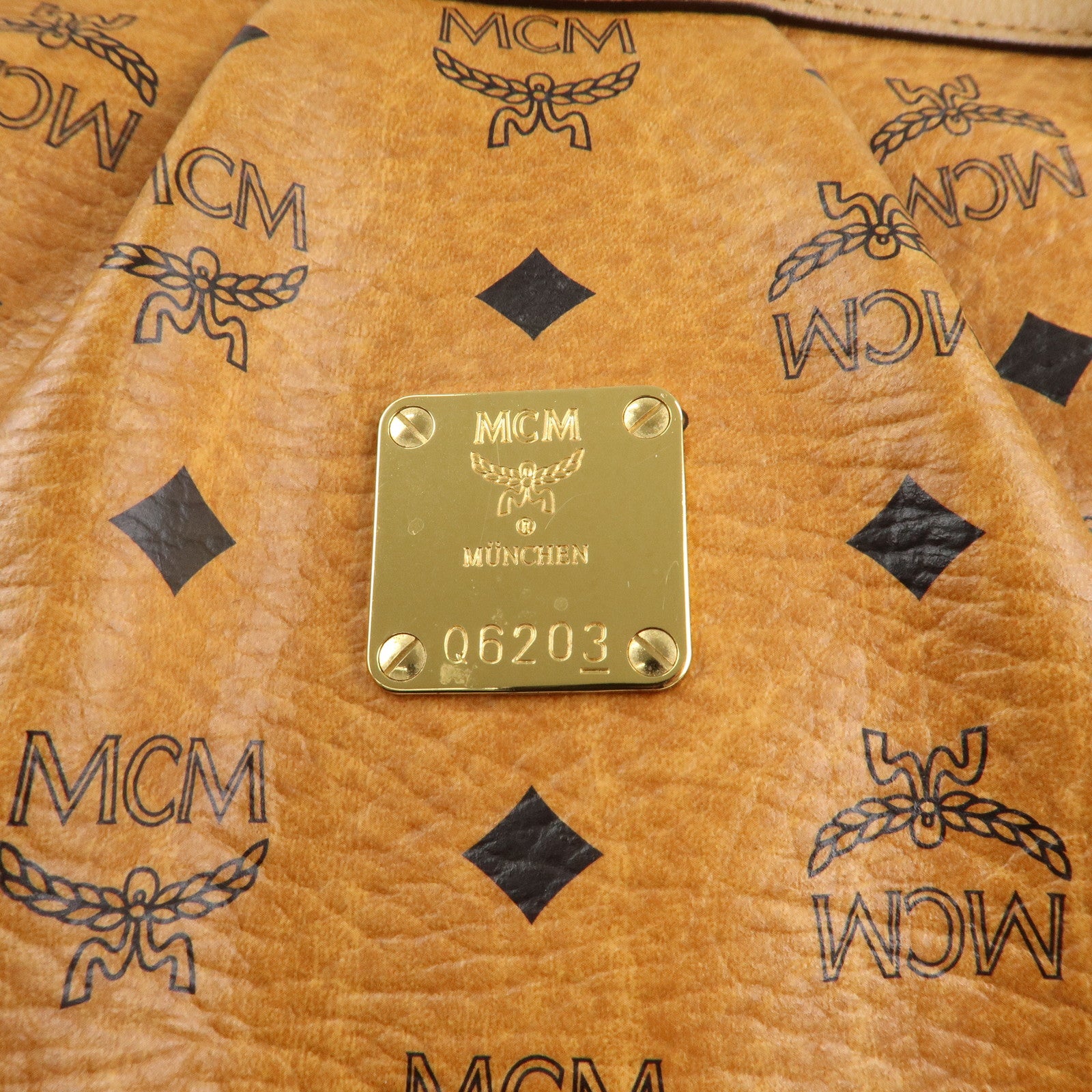 MCM Visetos Leather 2Way Shoulder Bag Tote Bag Brown Used